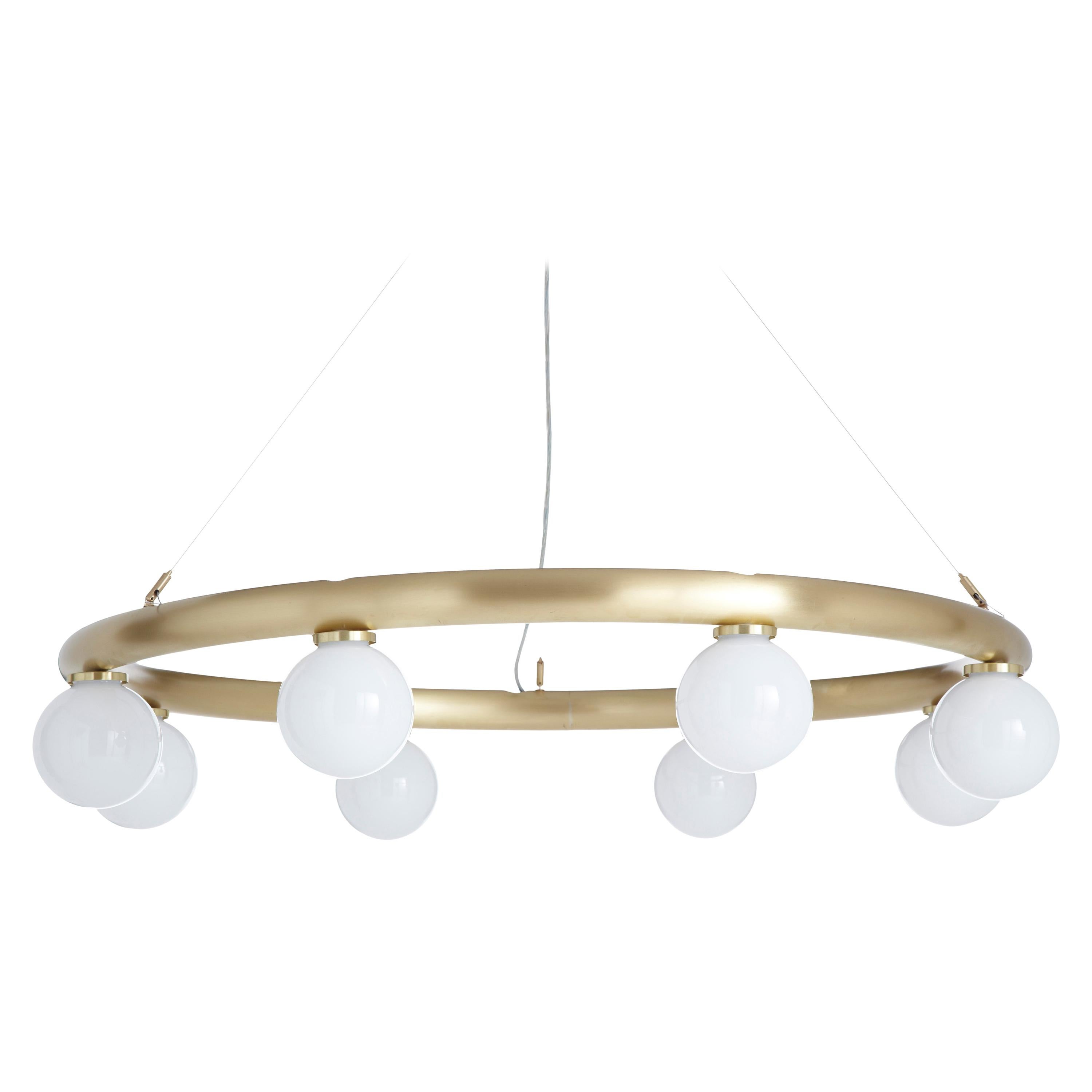 Satin Brass Orb Pendant by CTO Lighting For Sale