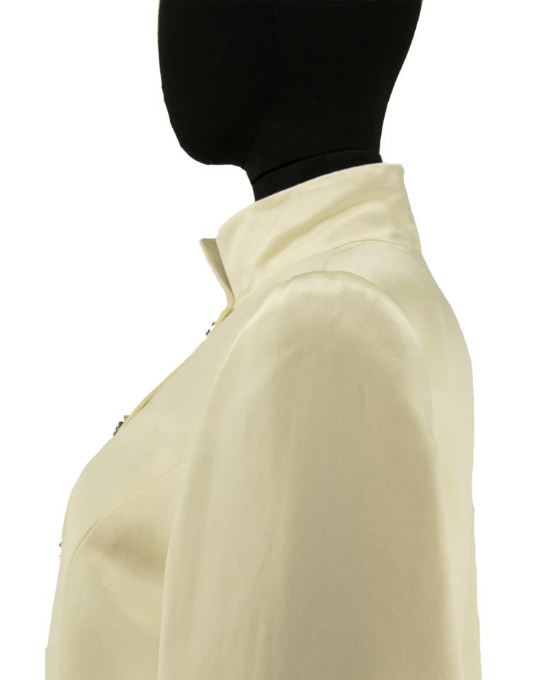 Beige Satin Chanel A-Line Elongated Panel Jacket