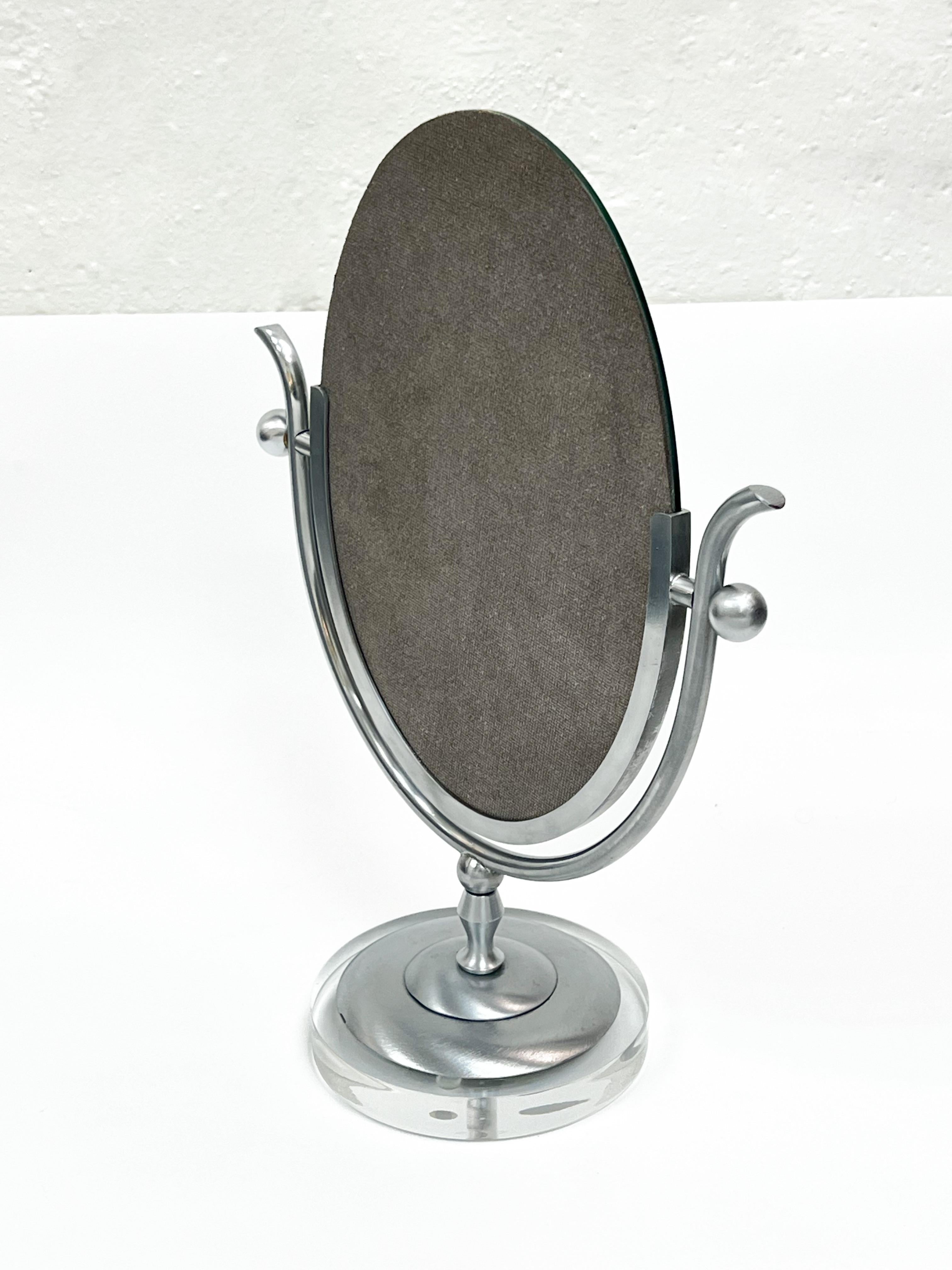 Mid-Century Modern Satin Chrome “Wishbone” Vanity Mirror by Charles Hollis Jones For Sale