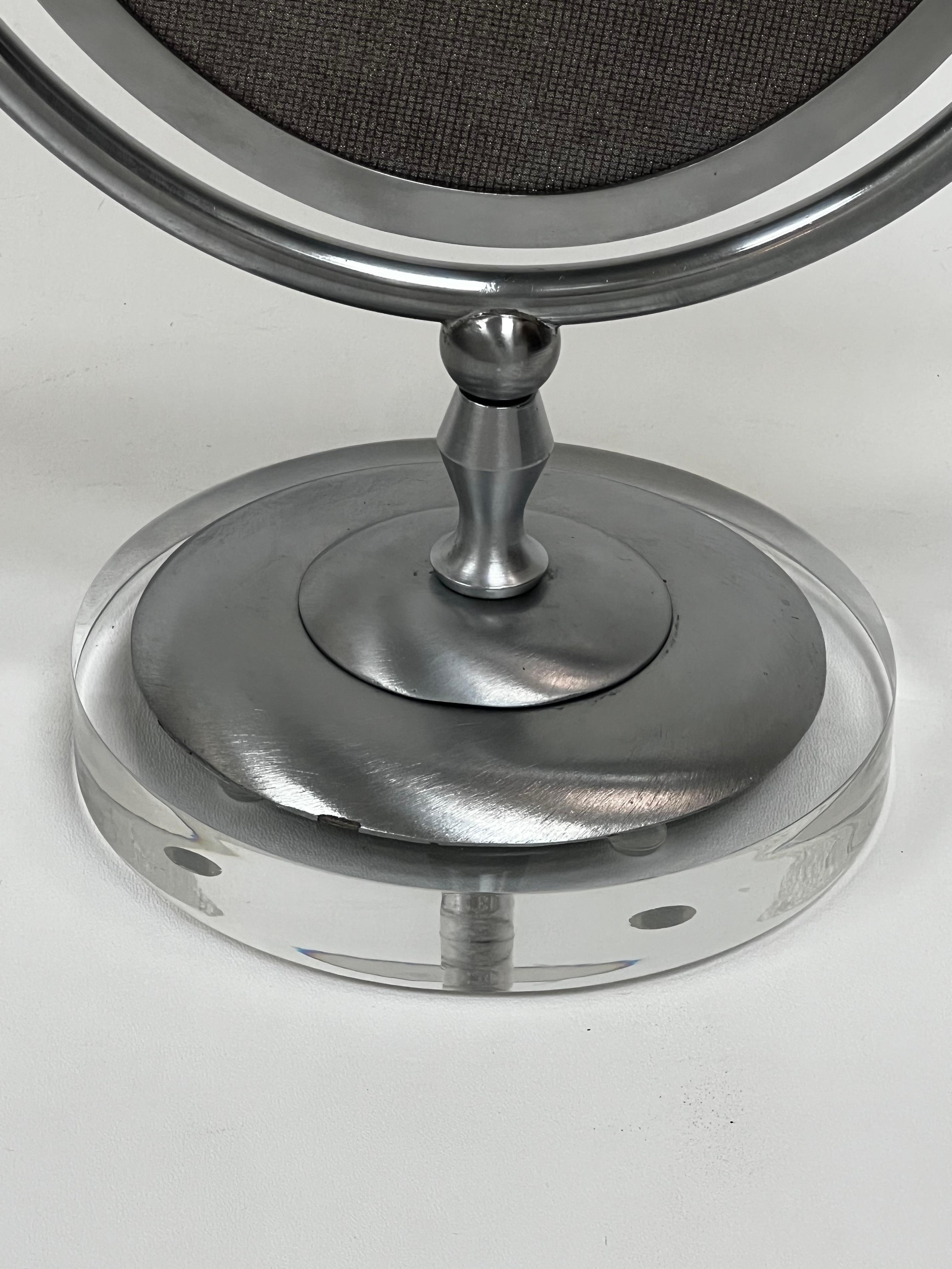 Brushed Satin Chrome “Wishbone” Vanity Mirror by Charles Hollis Jones For Sale