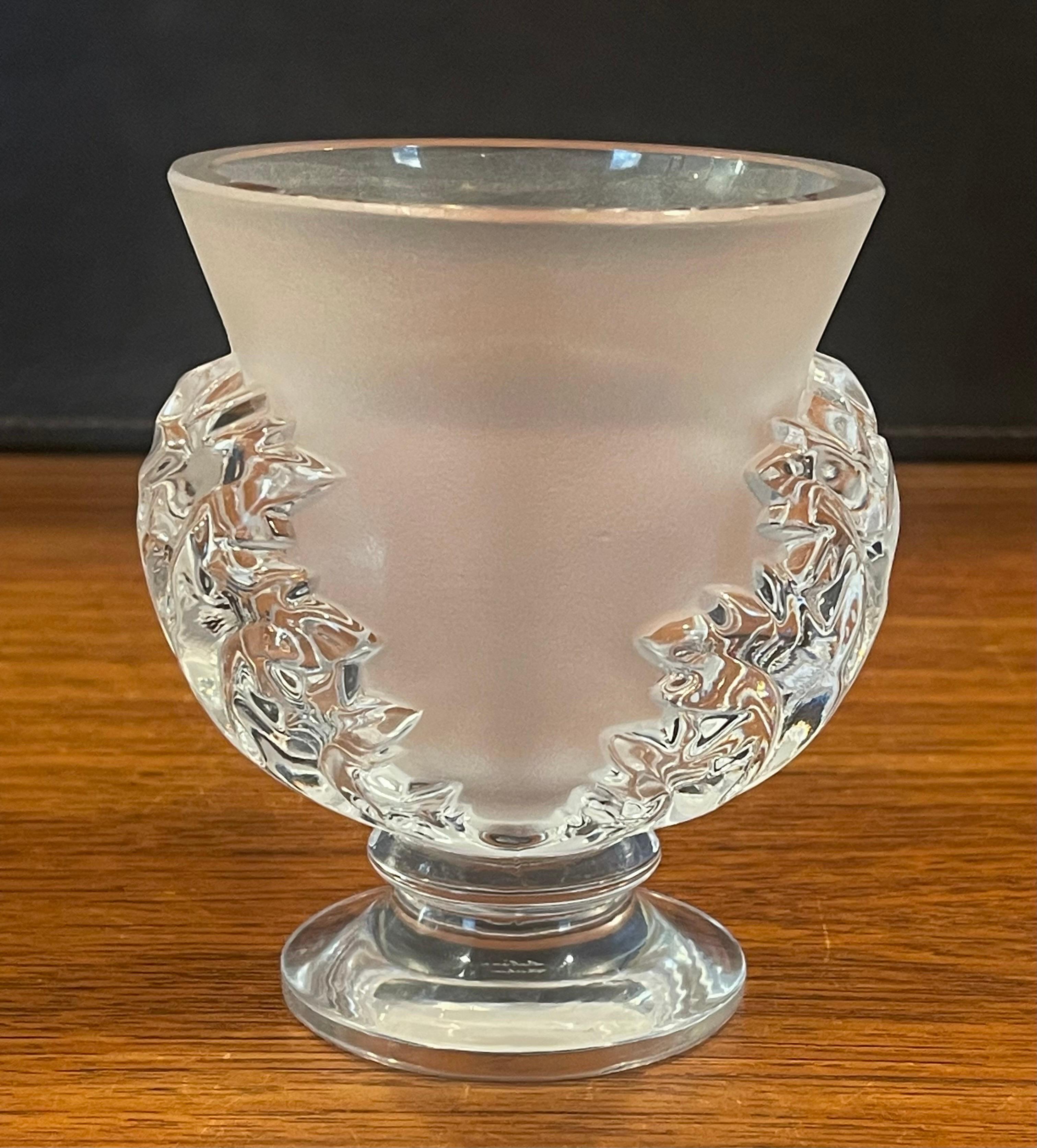 Satin Crystal St. Cloud Vase with Acanthus Leaves by Lalique of France For Sale 1