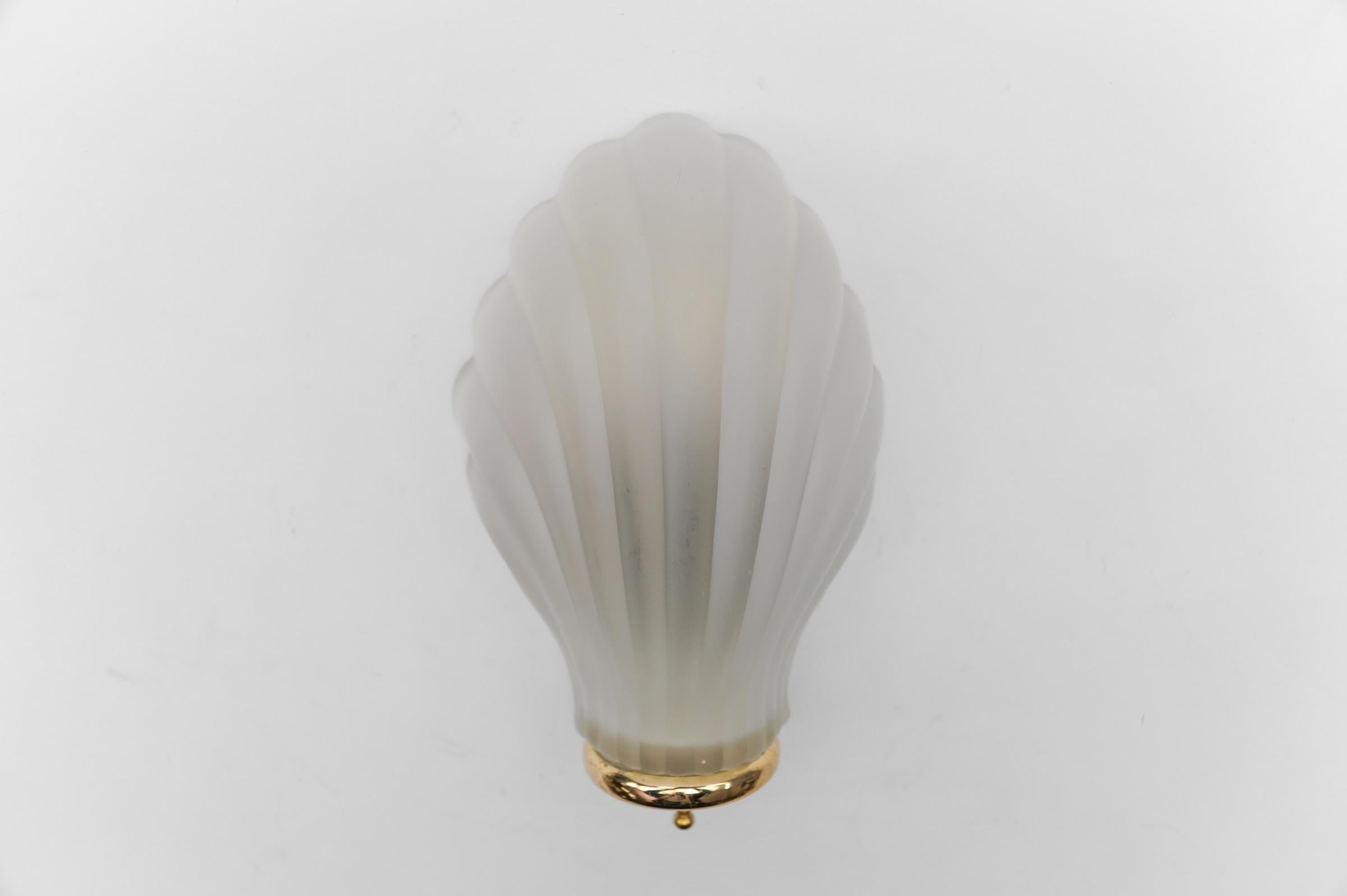Satin Elegant Glass Shell Wall Light, 1960s Italy   In Good Condition For Sale In Nürnberg, Bayern