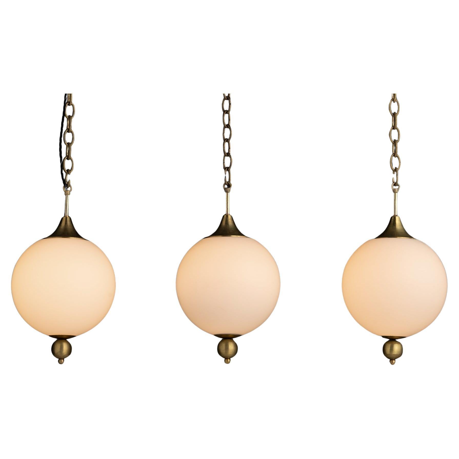 Satin Etched Globes with Globe Finials, Netherlands circa 1960