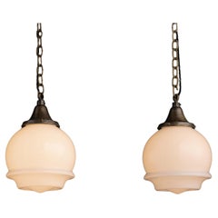 Antique Satin Etched Pendants, Netherlands circa 1970