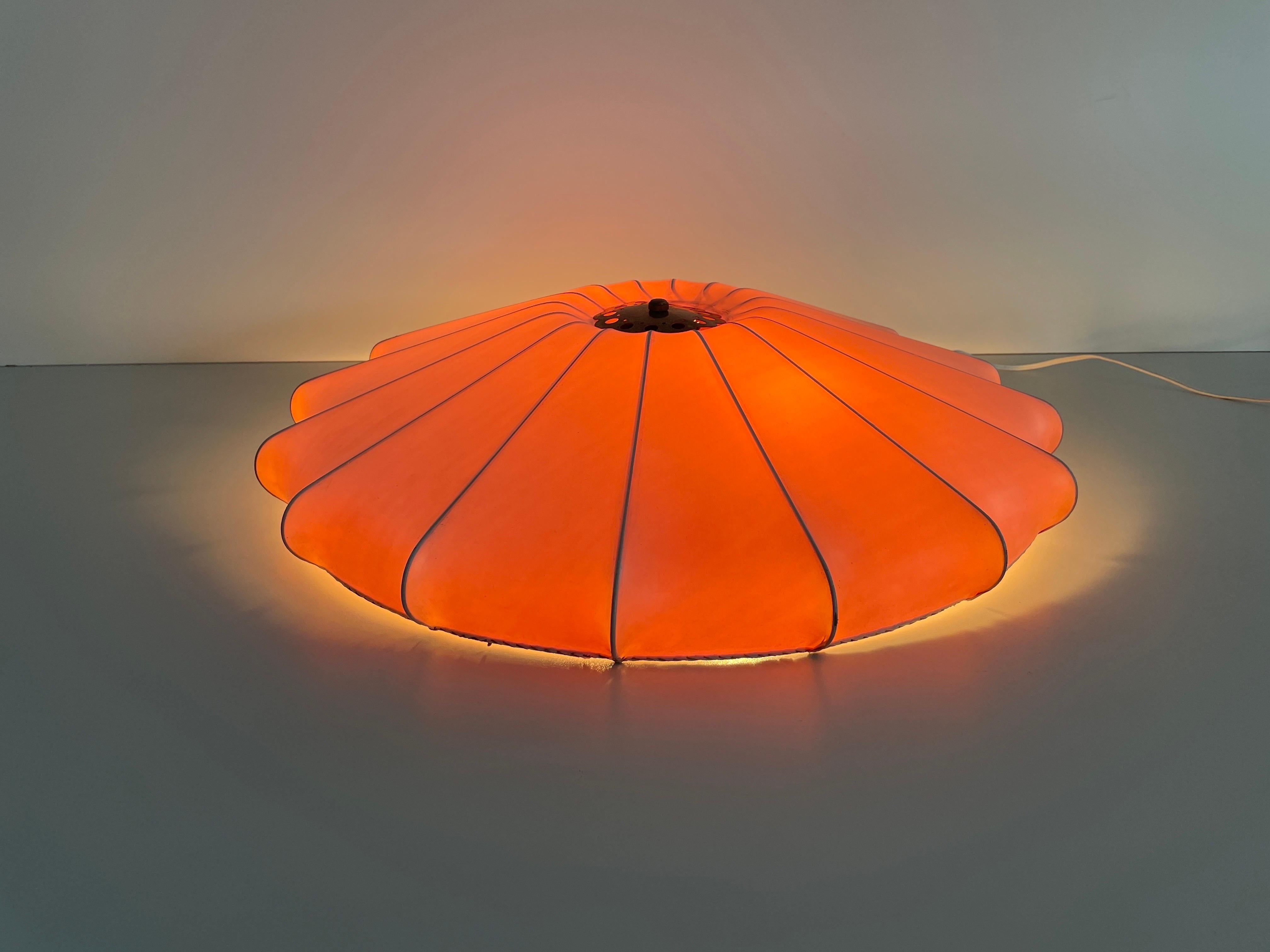 Satin Fabric Large Flush Mount Ceiling Lamp, 1940s, Germany For Sale 6