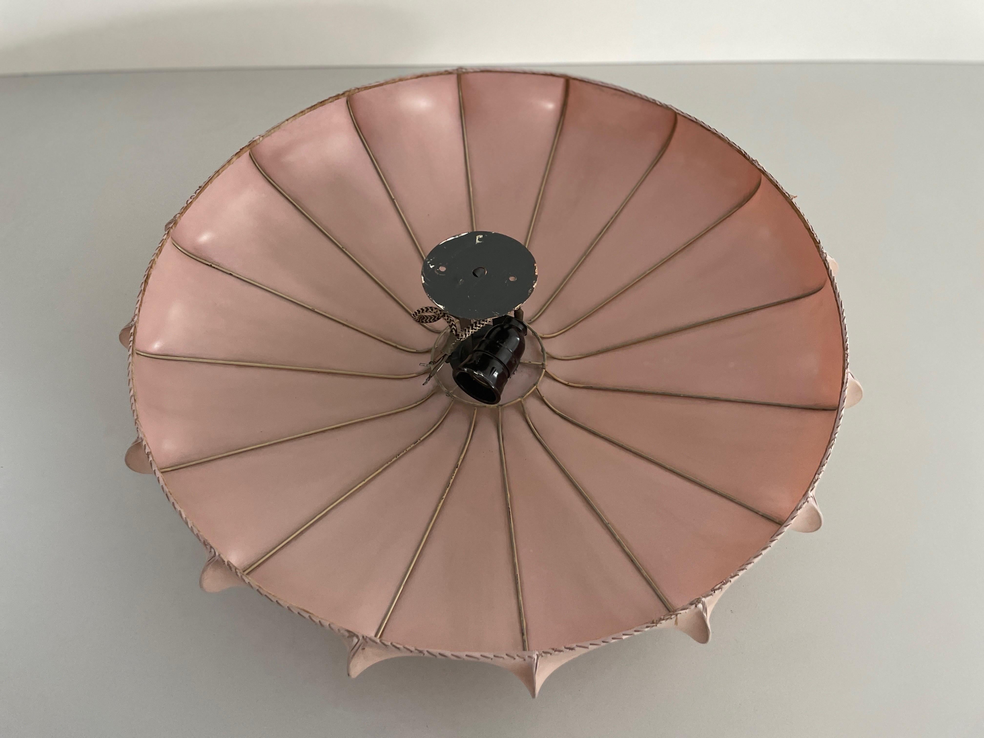 Satin Fabric Large Flush Mount Ceiling Lamp, 1940s, Germany For Sale 12