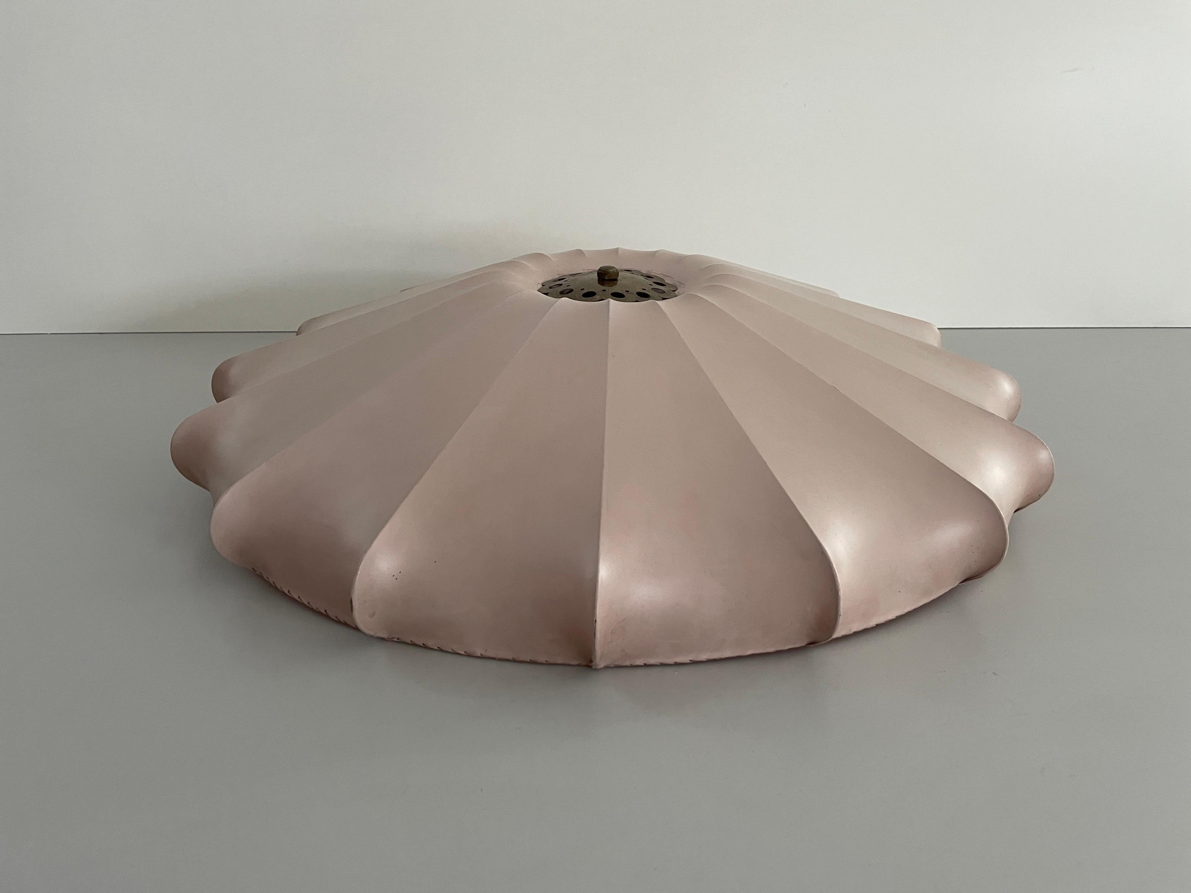 Mid-20th Century Satin Fabric Large Flush Mount Ceiling Lamp, 1940s, Germany For Sale