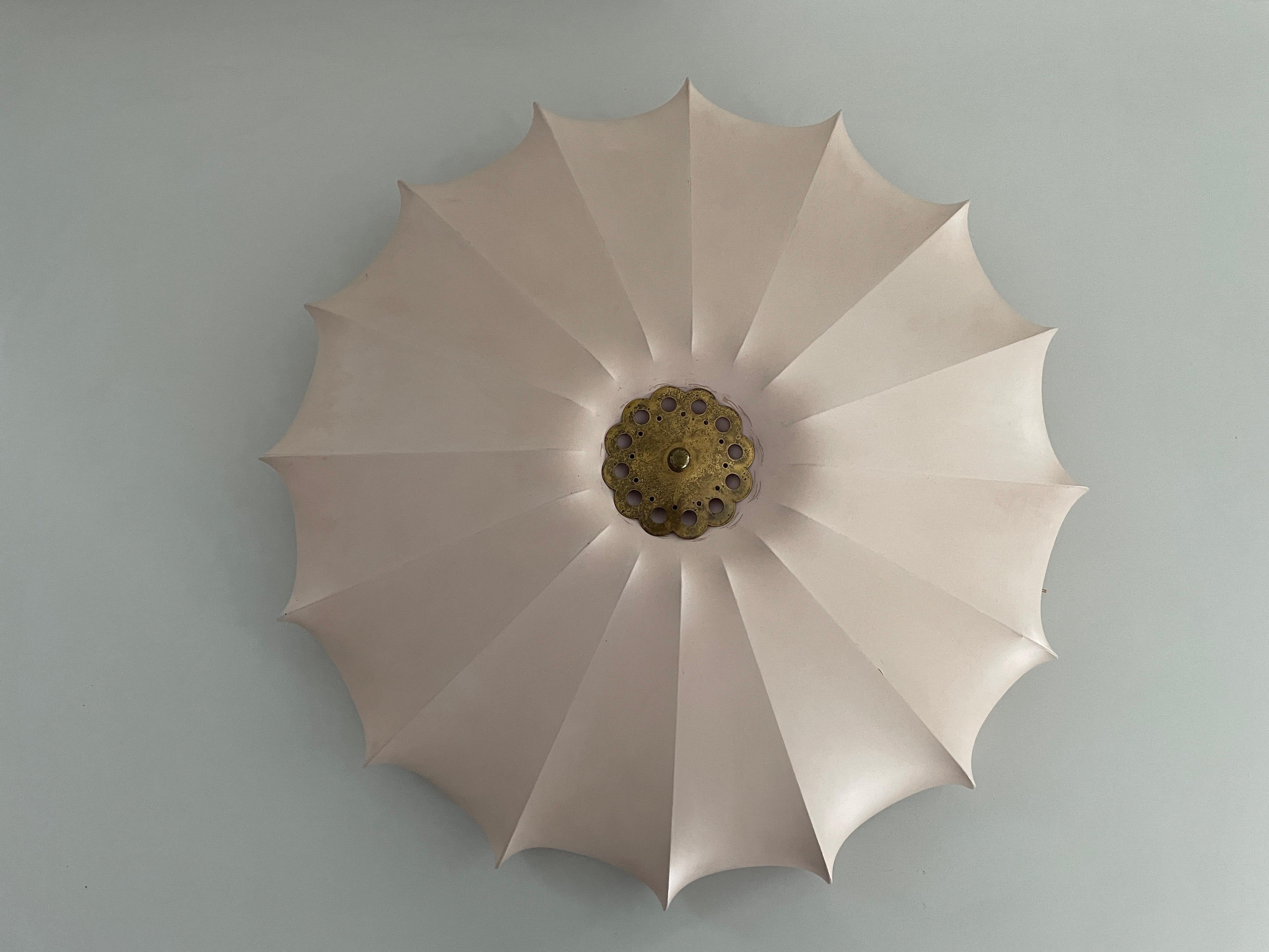 Satin Fabric Large Flush Mount Ceiling Lamp, 1940s, Germany For Sale 1