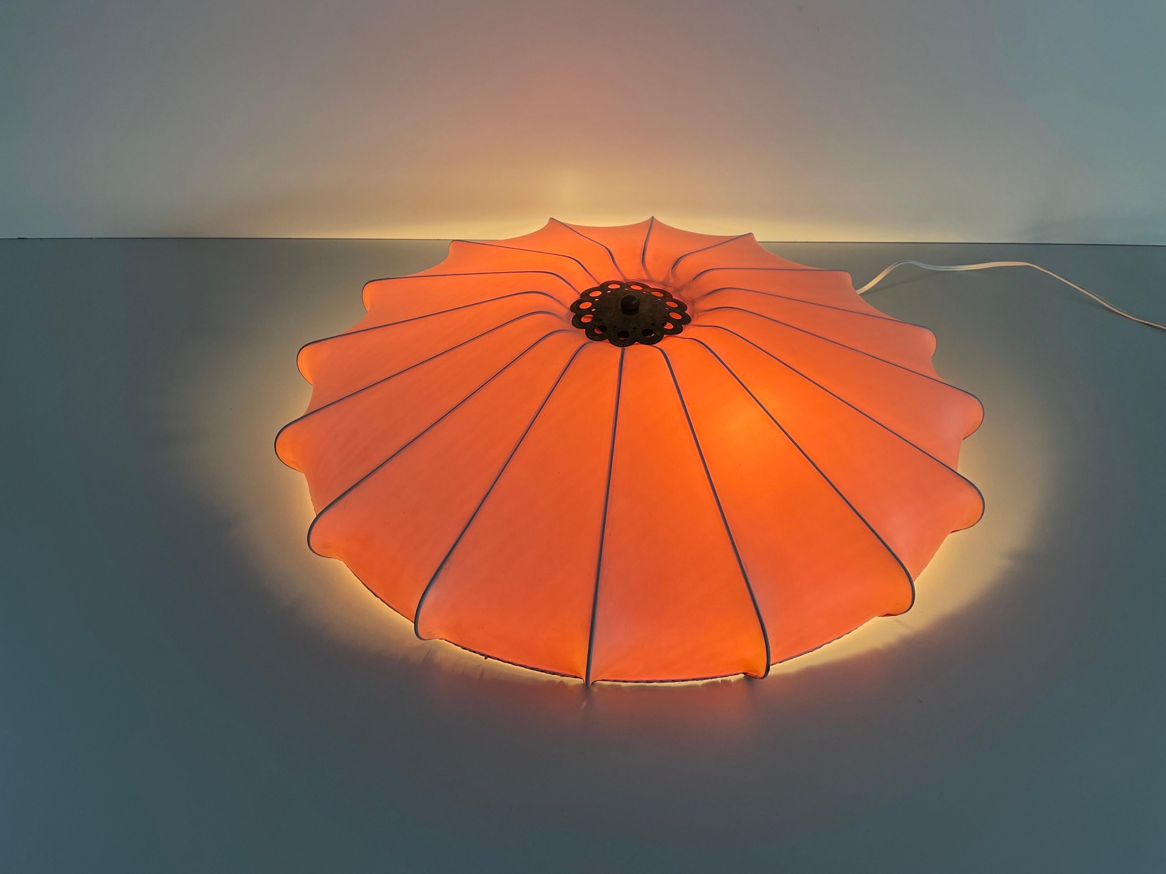 Satin Fabric Large Flush Mount Ceiling Lamp, 1940s, Germany For Sale 4