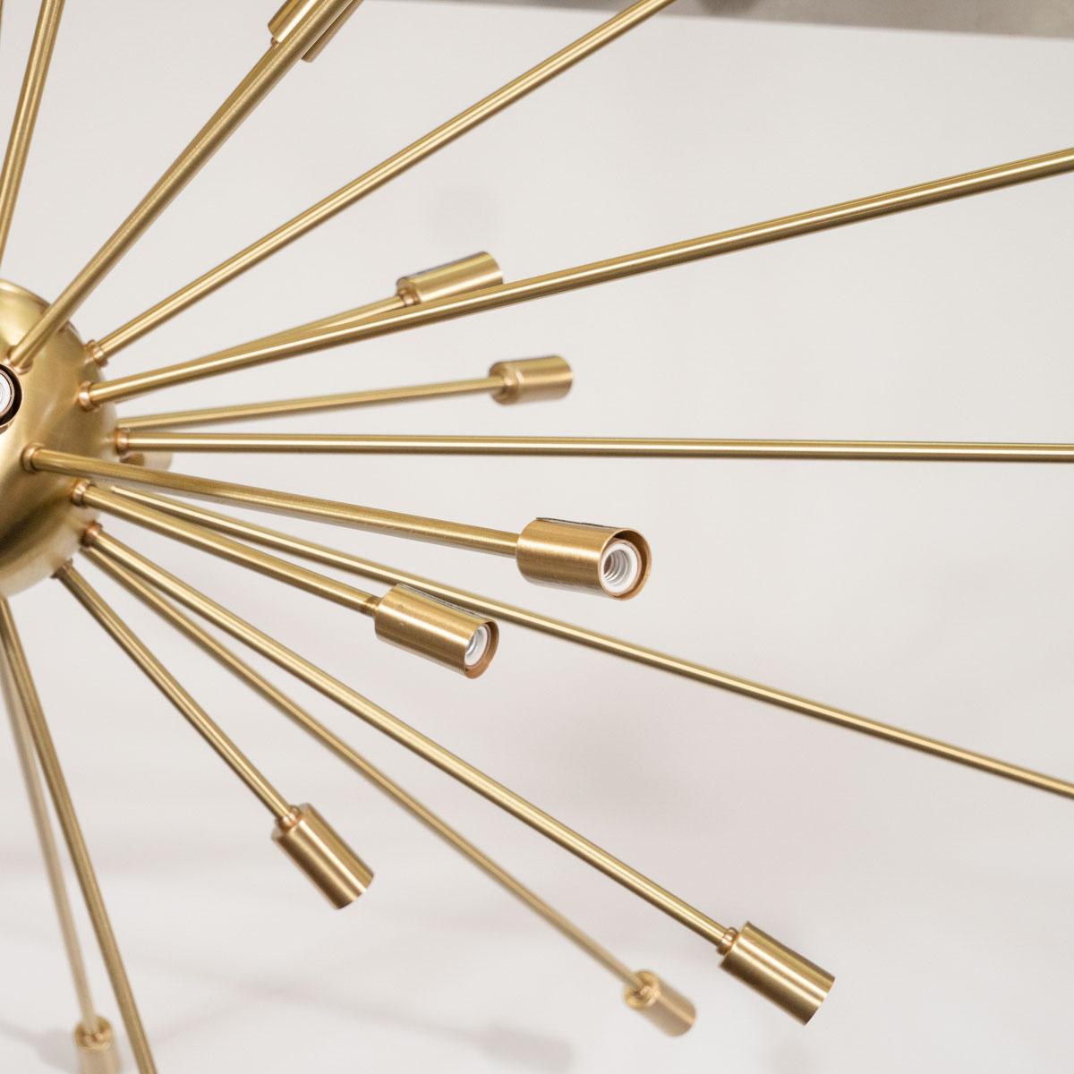 Satin Finish Brass Sputnik Chandelier For Sale 4