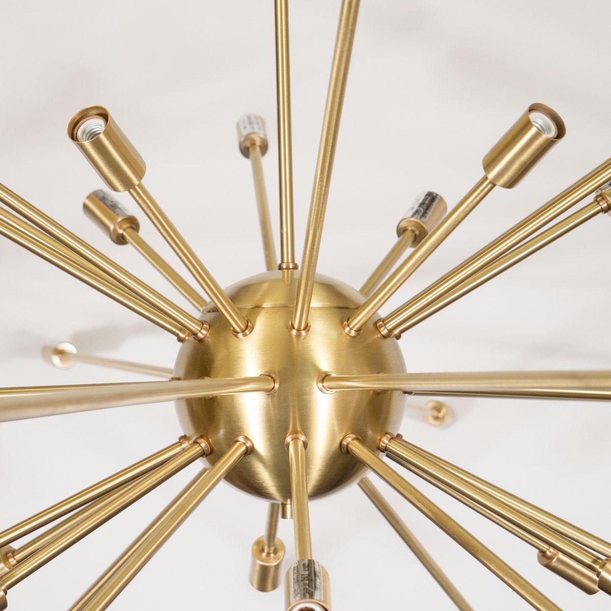Satin Finish Brass Sputnik Chandelier For Sale 5