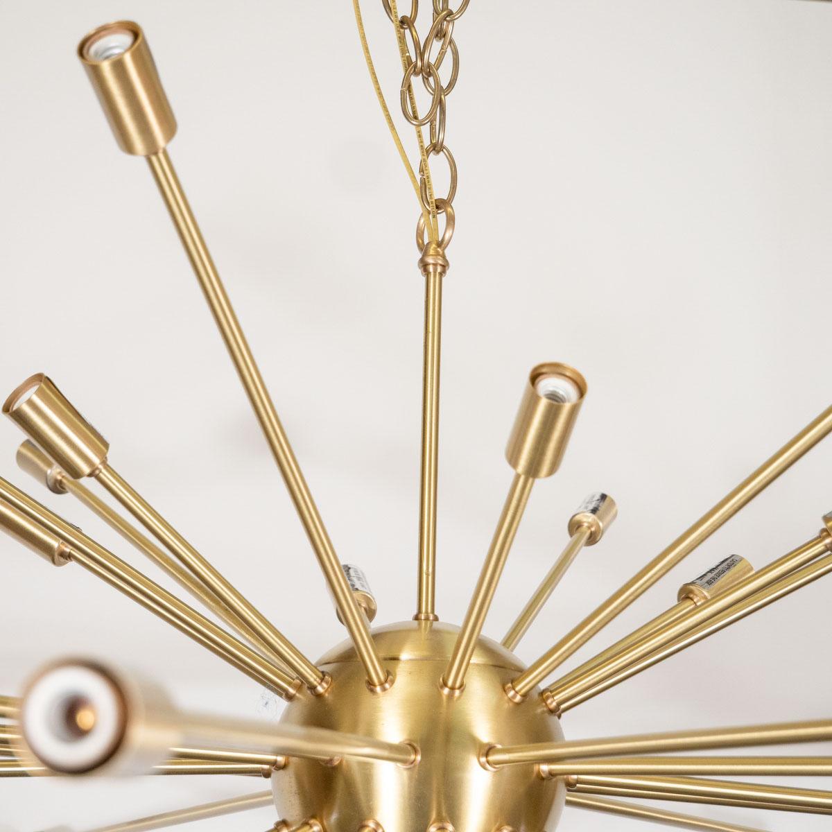 Satin Finish Brass Sputnik Chandelier For Sale 7