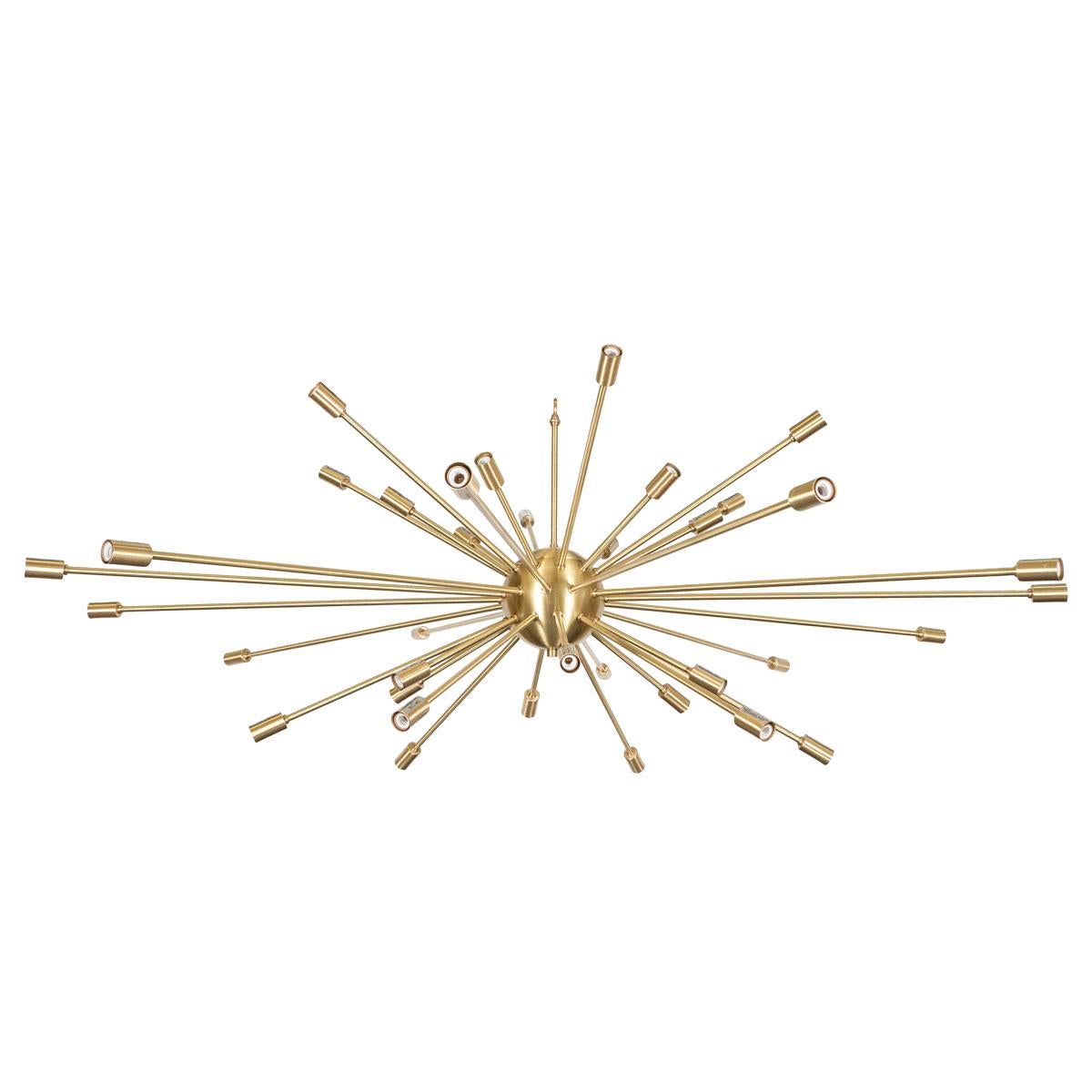 Brass sputnik style chandelier with satin finish.