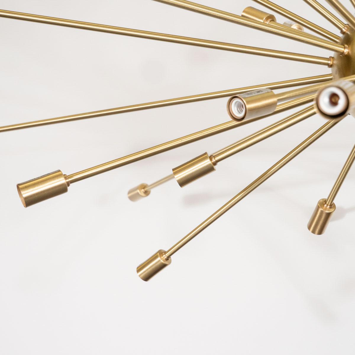 Satin Finish Brass Sputnik Chandelier For Sale 2