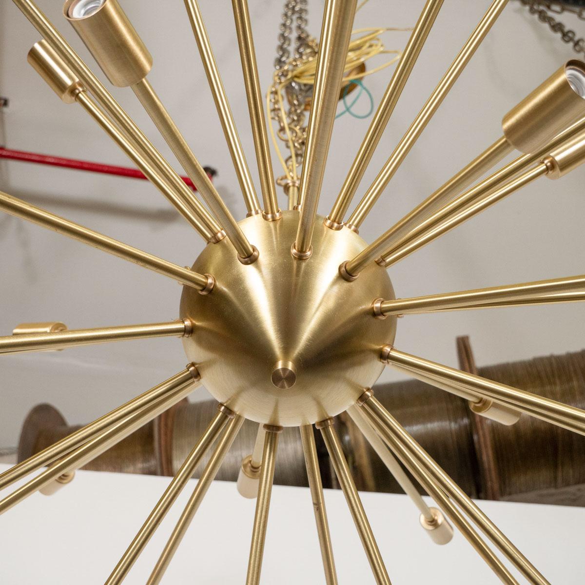 Satin Finish Brass Sputnik Chandelier For Sale 3