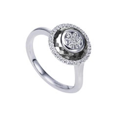 Satin Finish Round Diamond Pave Fashion Ring