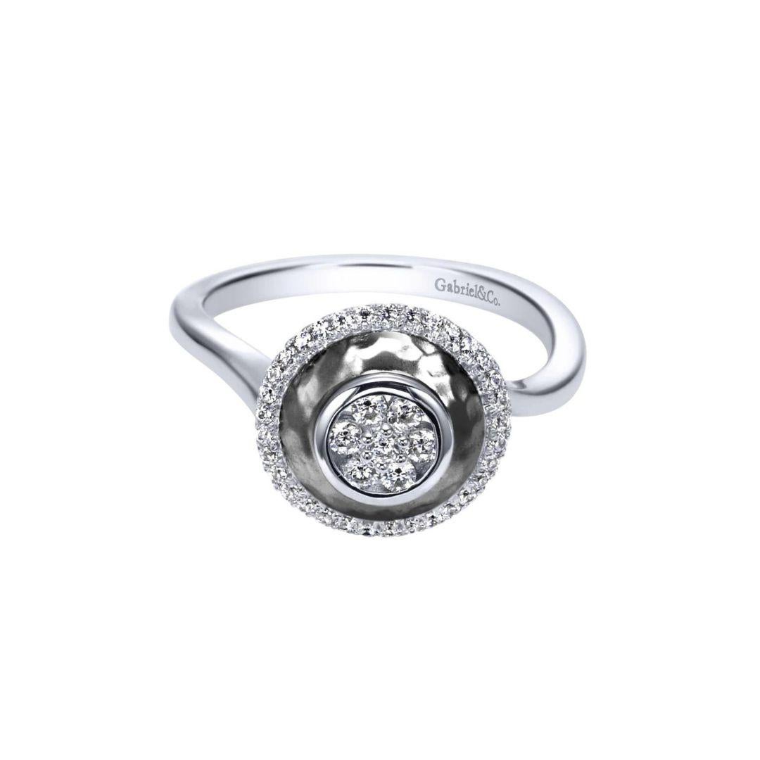  Satin Finish Round Diamond Pave Fashion Ring In New Condition For Sale In Stamford, CT