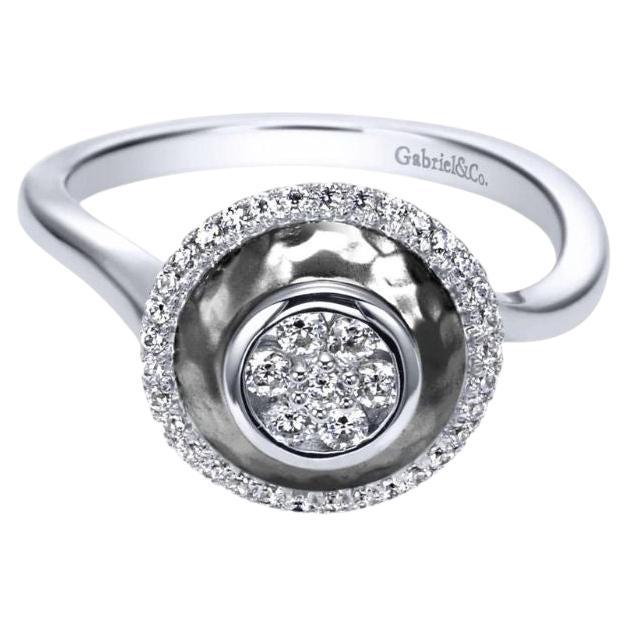  Satin Finish Round Diamond Pave Fashion Ring For Sale