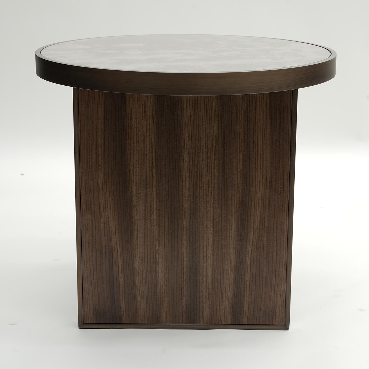 Wood Satin Flat Zebrano Side Table For Sale