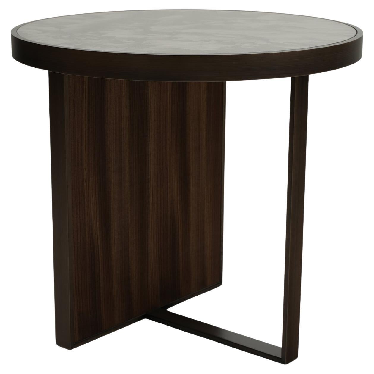 Satin Flat Zebrano Side Table For Sale