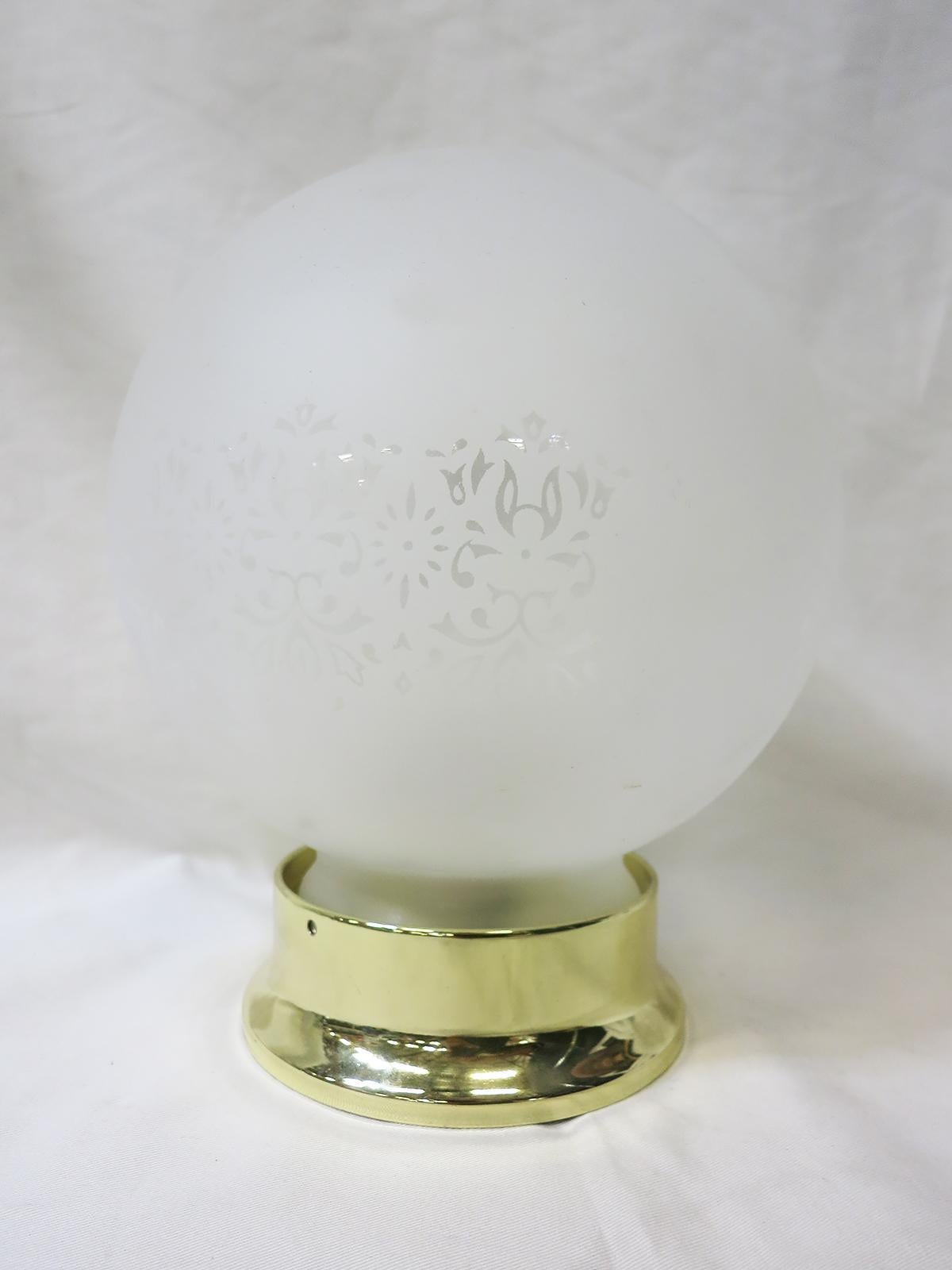 American Satin Floral Glass Sphere Ceiling Glass Globe Pendant For Sale