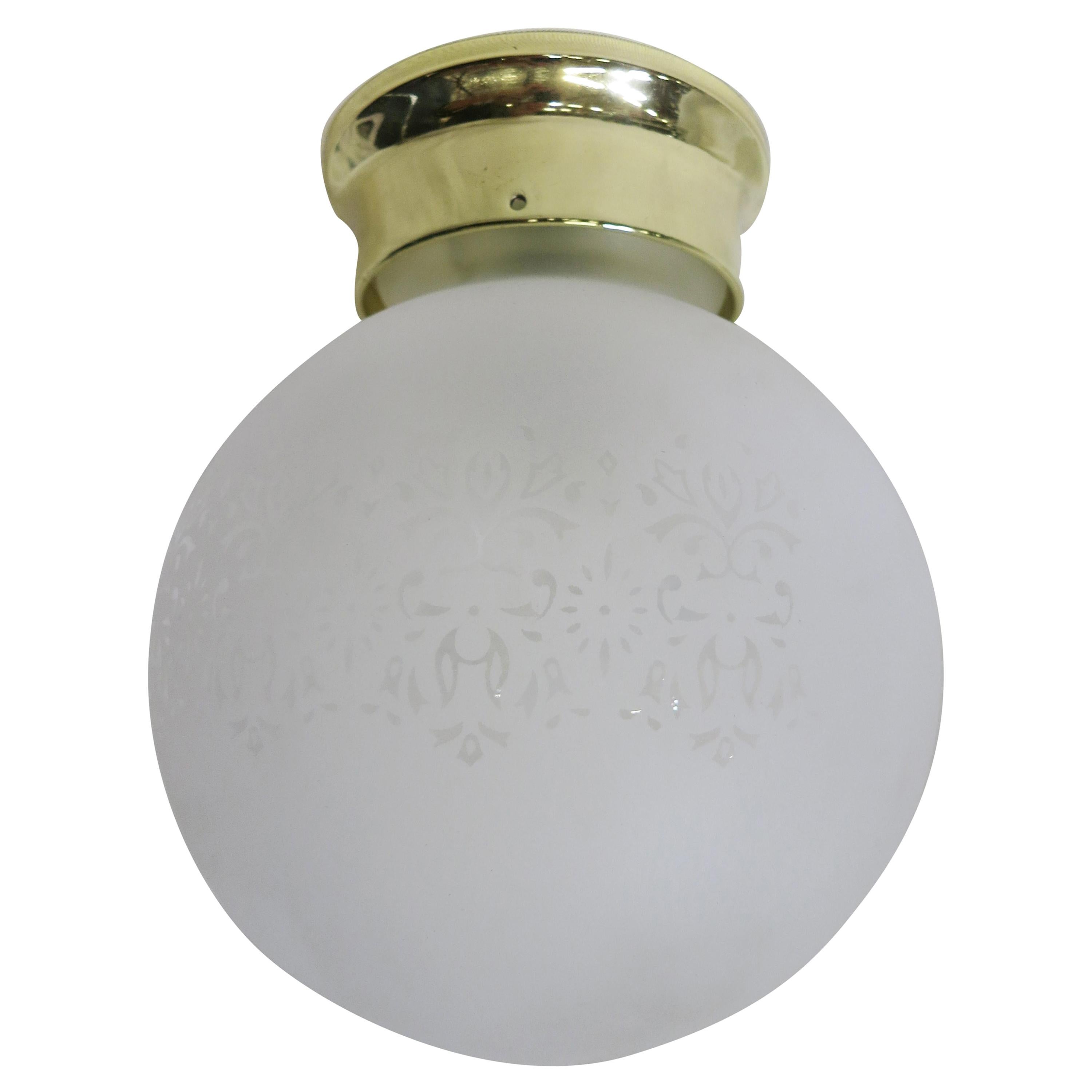 Satin Floral Glass Sphere Ceiling Glass Globe Pendant For Sale