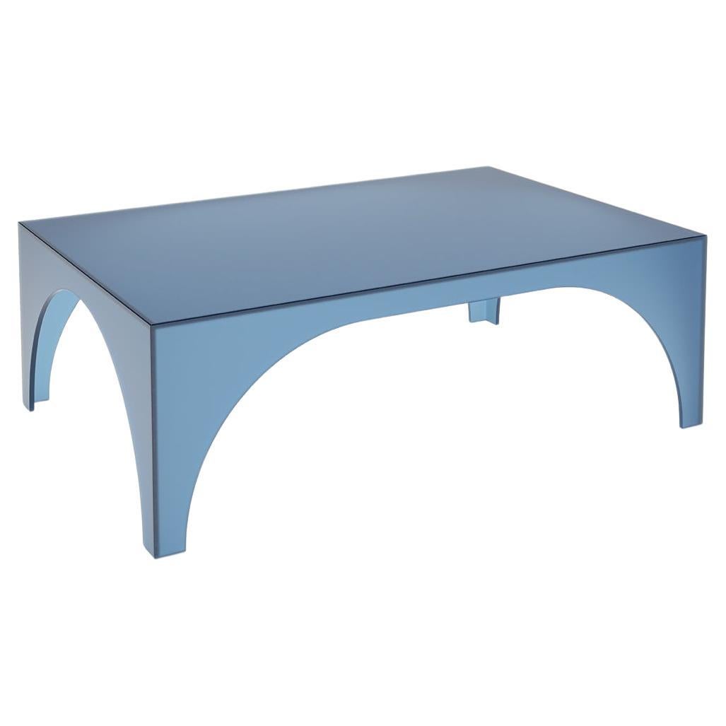 Satin Glass Blue Arc Oblong Coffee Table by Sebastian Scherer