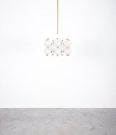 Satin Glass Chandeliers '2' by Kinkeldey with Gold Knobs, circa 1970