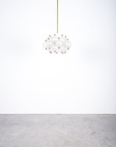 Satin Glass Chandeliers '2' by Kinkeldey with Gold Knobs, circa 1970