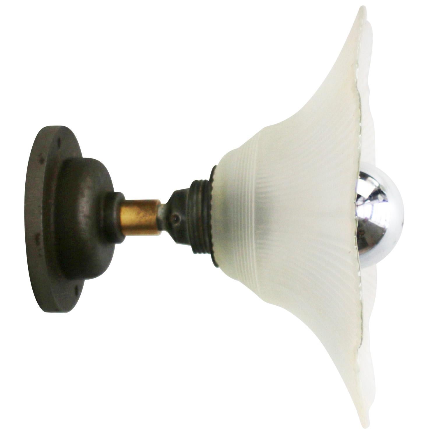 Satiniertes Glas Blume Messing Wandlampen (Gegossen) im Angebot