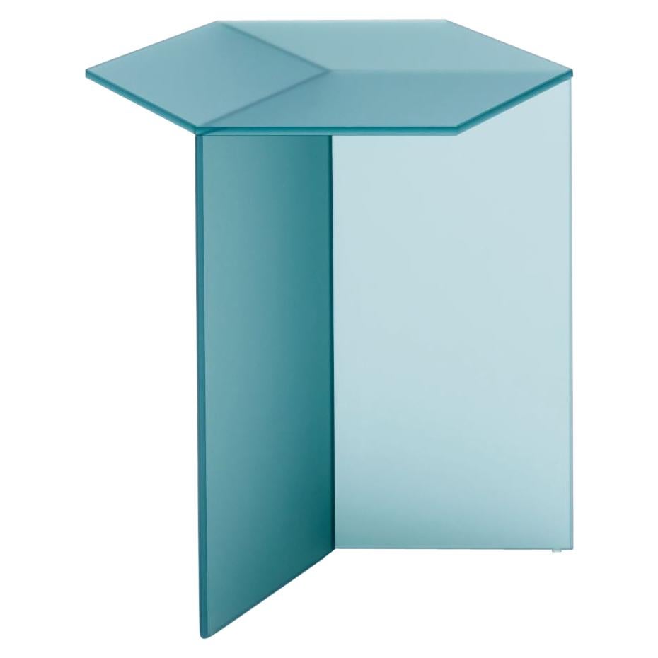 Isom Square Green Side Table in Tempered Glass For Sale at 1stDibs