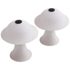 Satin Glass Mushroom Table Lamps by Peill Putzler, 1970s