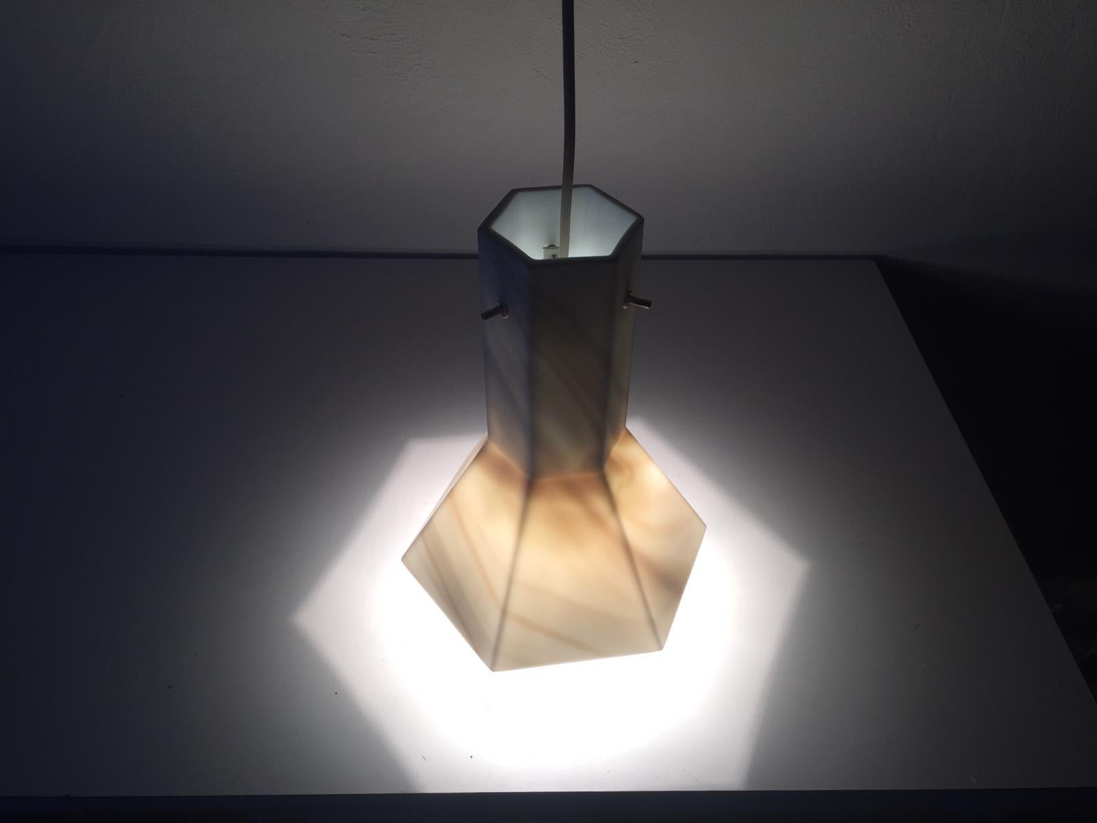 Satin Glass Pendant Lamp Arte Colore Carrara by Peill Putzler, 1970s, Germany For Sale 3
