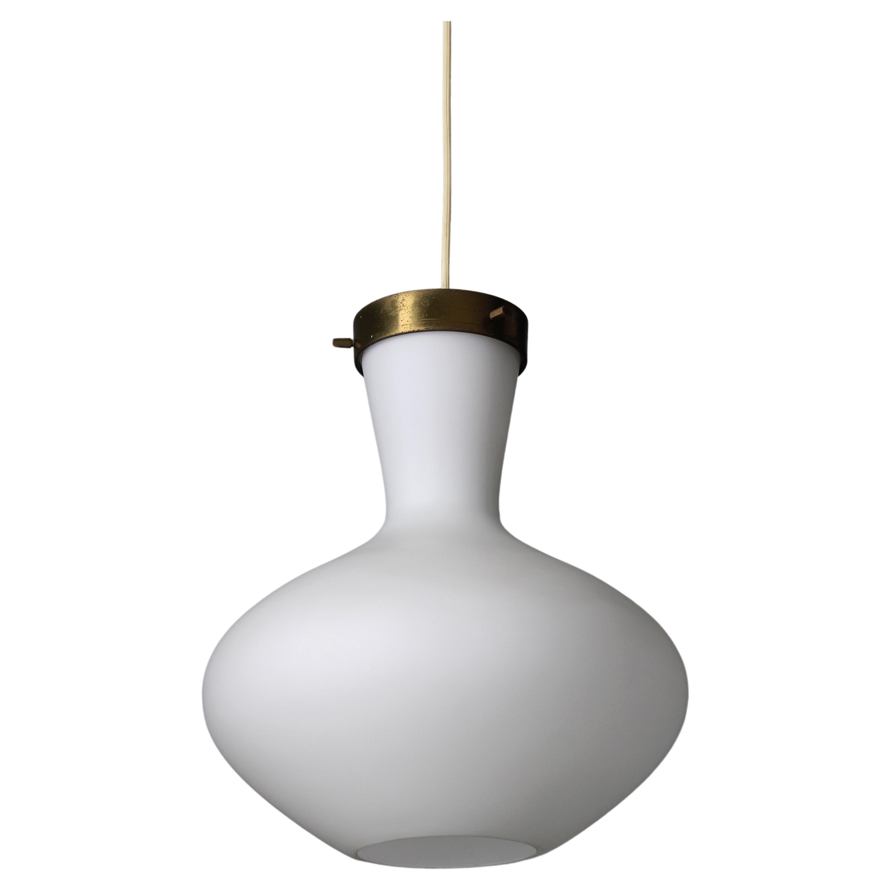 Satin glass pendant lamp by Stilnovo, 1950s For Sale