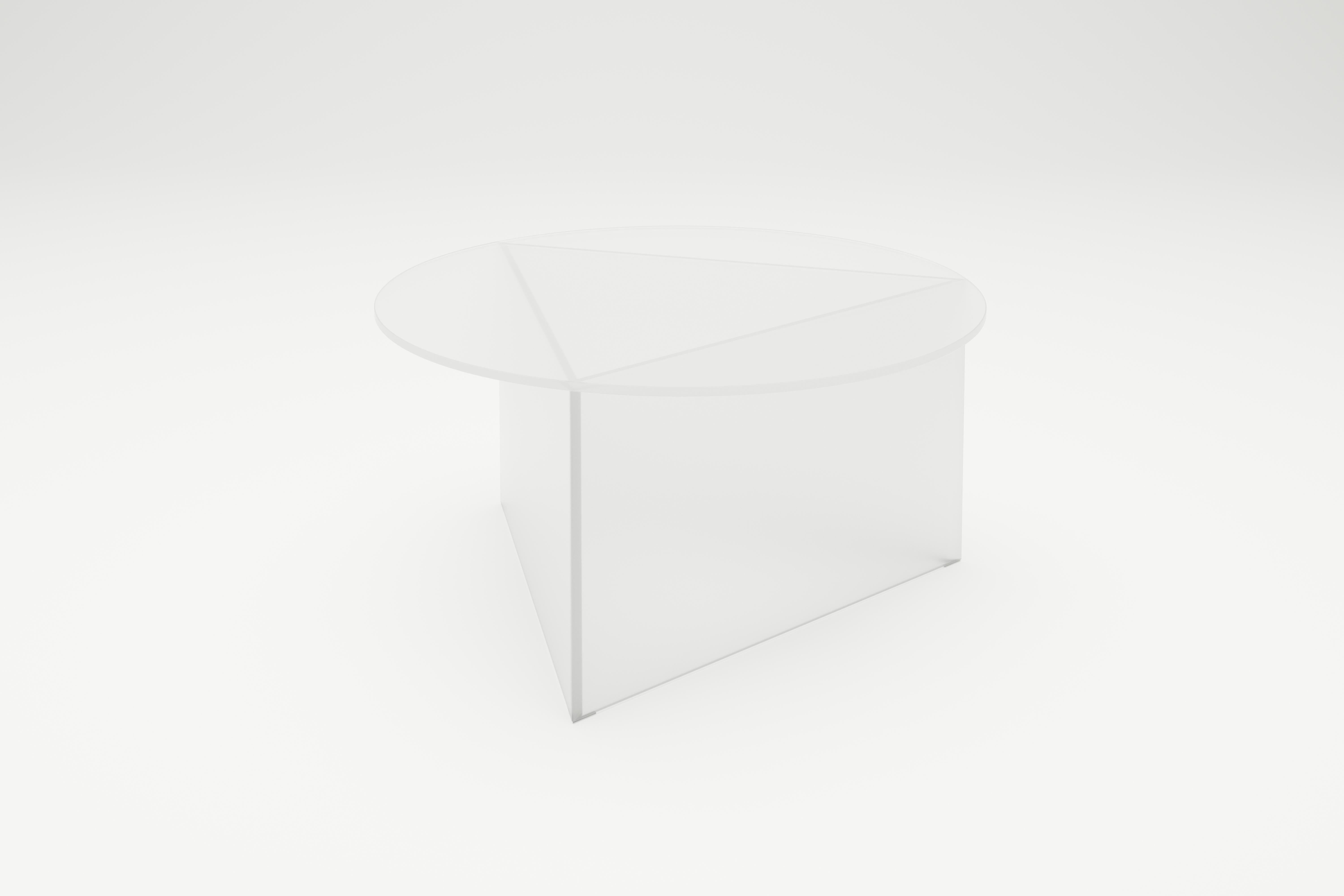 Satin Glass Prisma circle 80 coffe table by Sebastian Scherer.
Dimensions: D80 x H40 cm.
Materials: Solid coloured glass.
Weight: 32.6 kg.
Also available: Glass: clear white / clear green / clear blue / clear bronze / clear black / satin white /