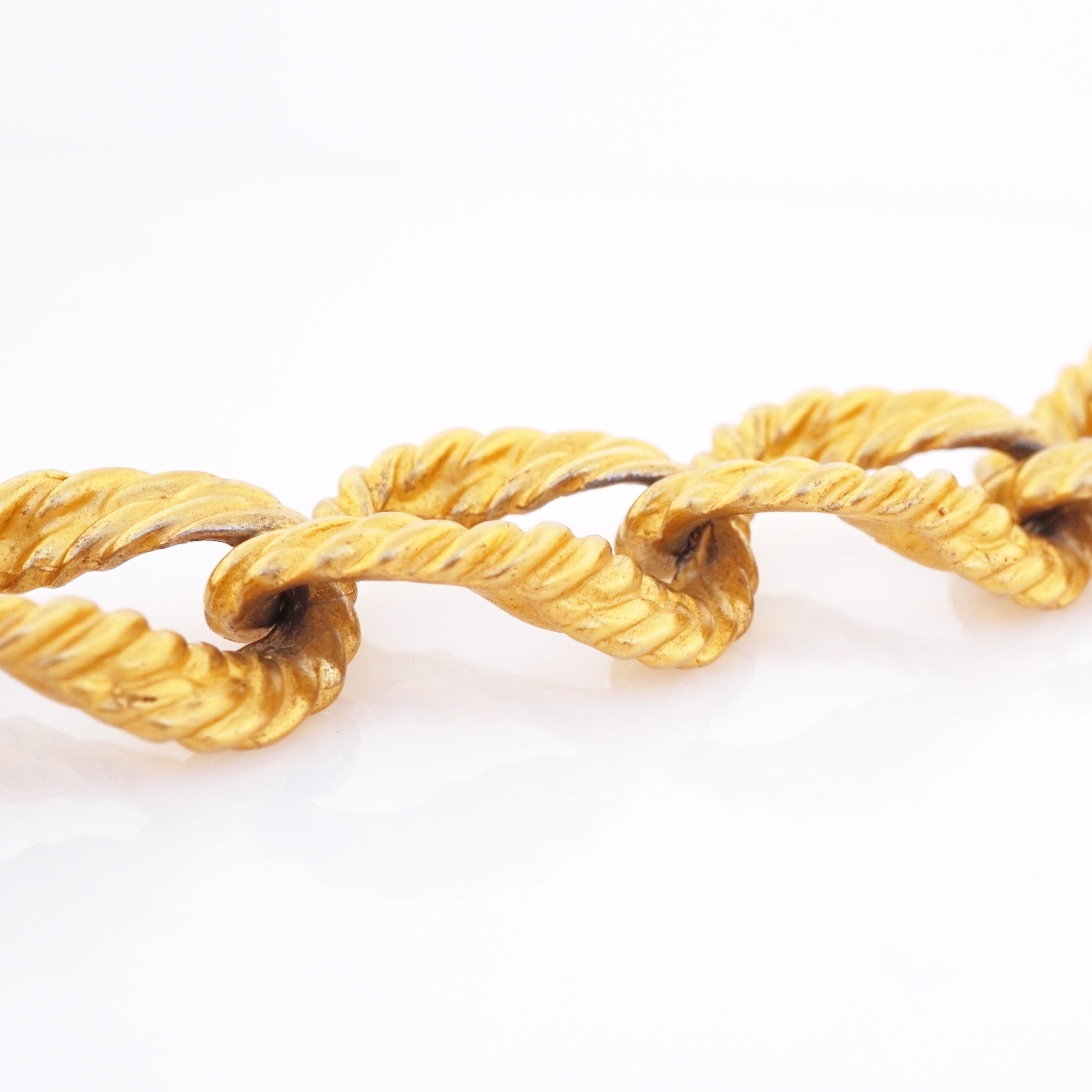 Satin-Gold Chunky Braid Link Choker-Halskette von Anne Klein, 1980er Jahre (Moderne) im Angebot