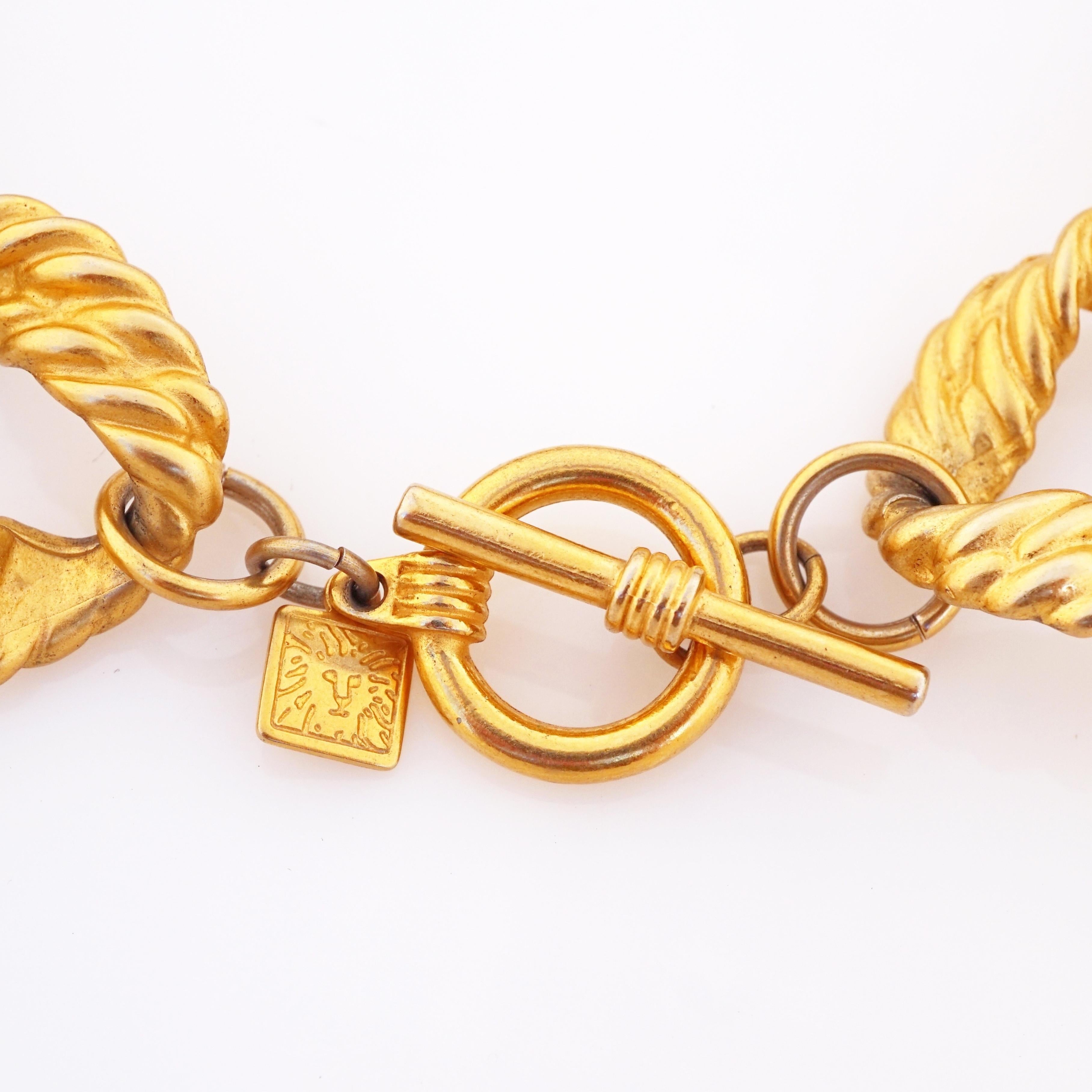 Satin-Gold Chunky Braid Link Choker-Halskette von Anne Klein, 1980er Jahre im Zustand „Gut“ im Angebot in McKinney, TX