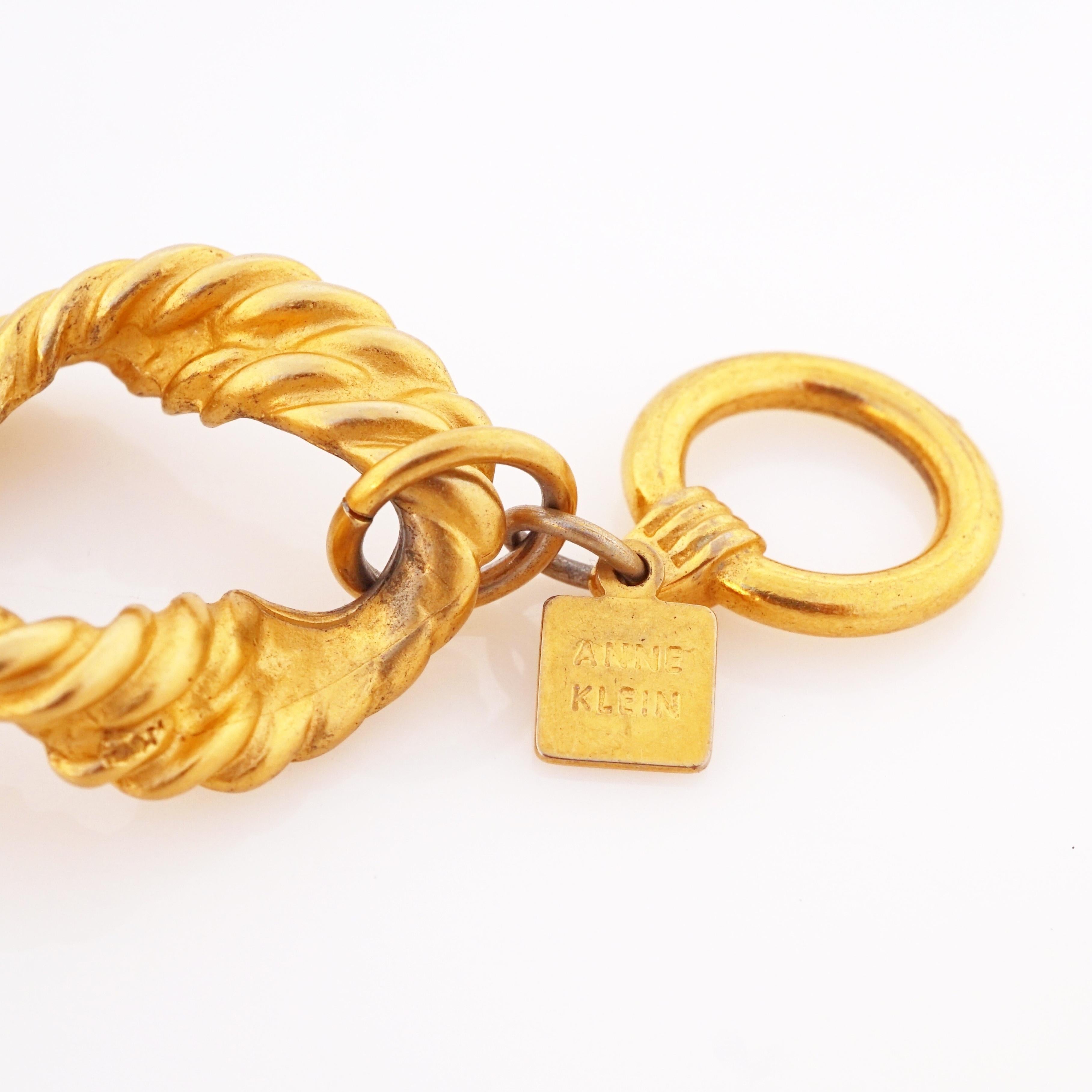 Satin-Gold Chunky Braid Link Choker-Halskette von Anne Klein, 1980er Jahre Damen im Angebot