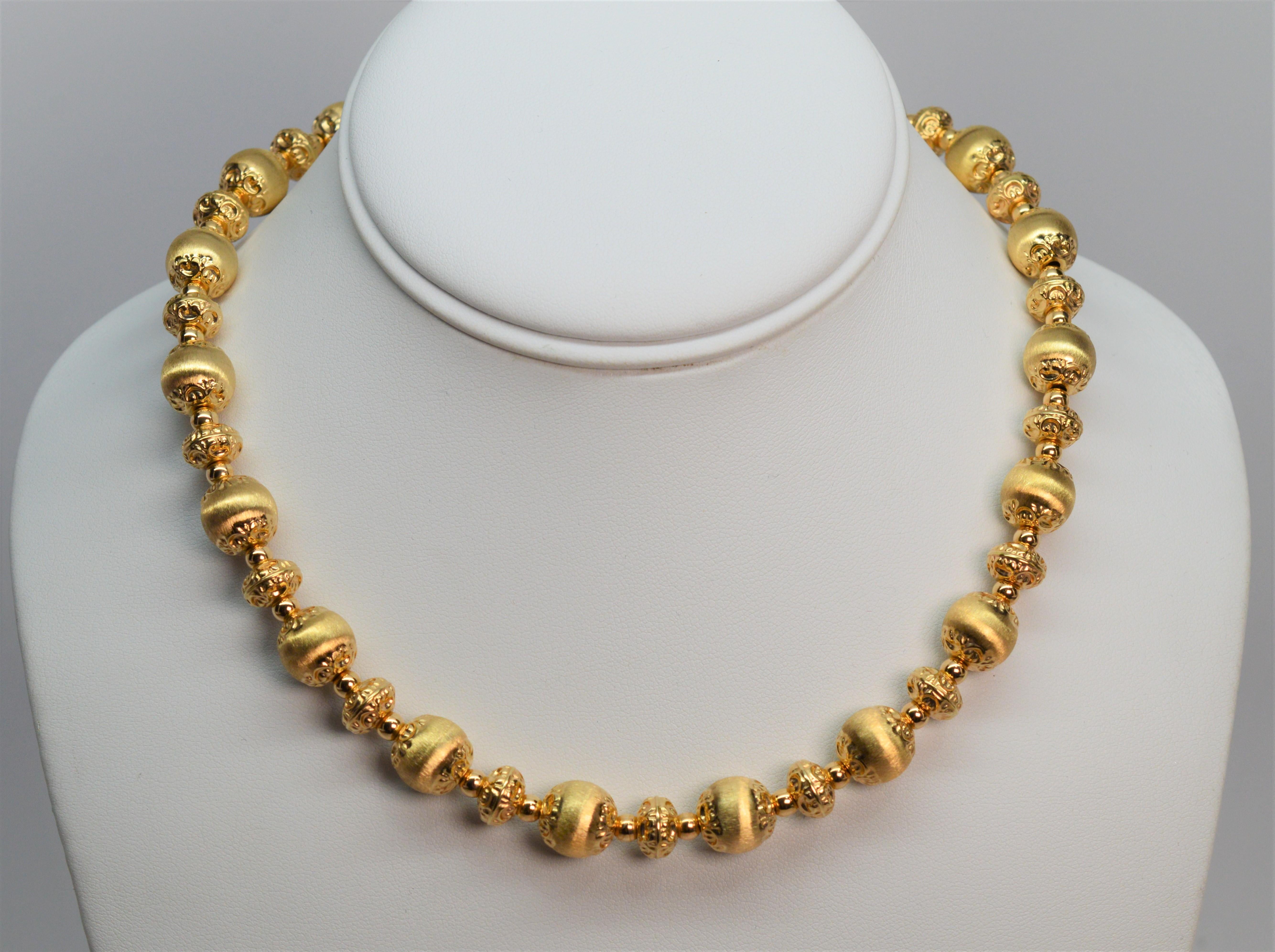 necklace with gold beads