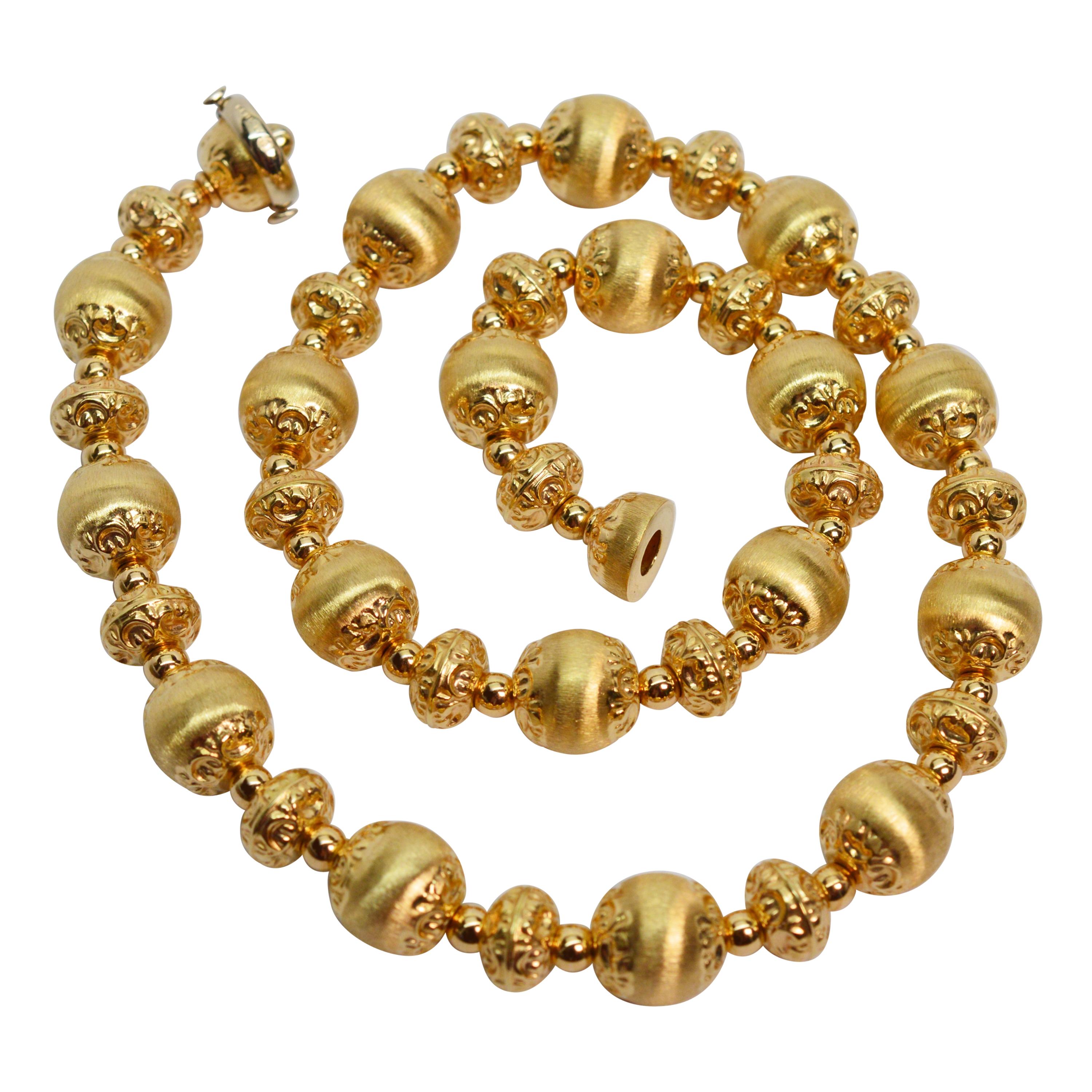 Satin Gold Beaded Necklace
