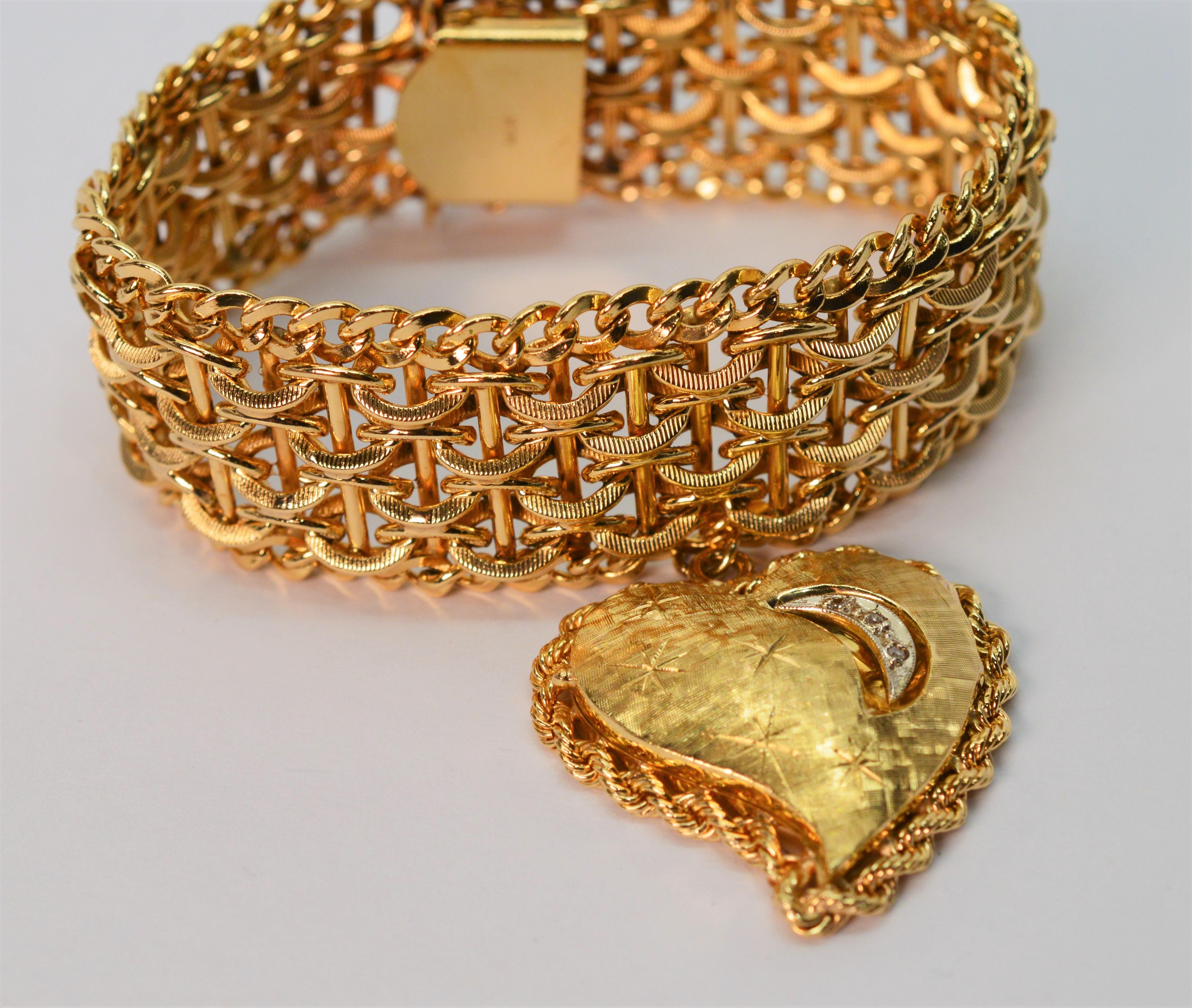 14 karat gold heart bracelet