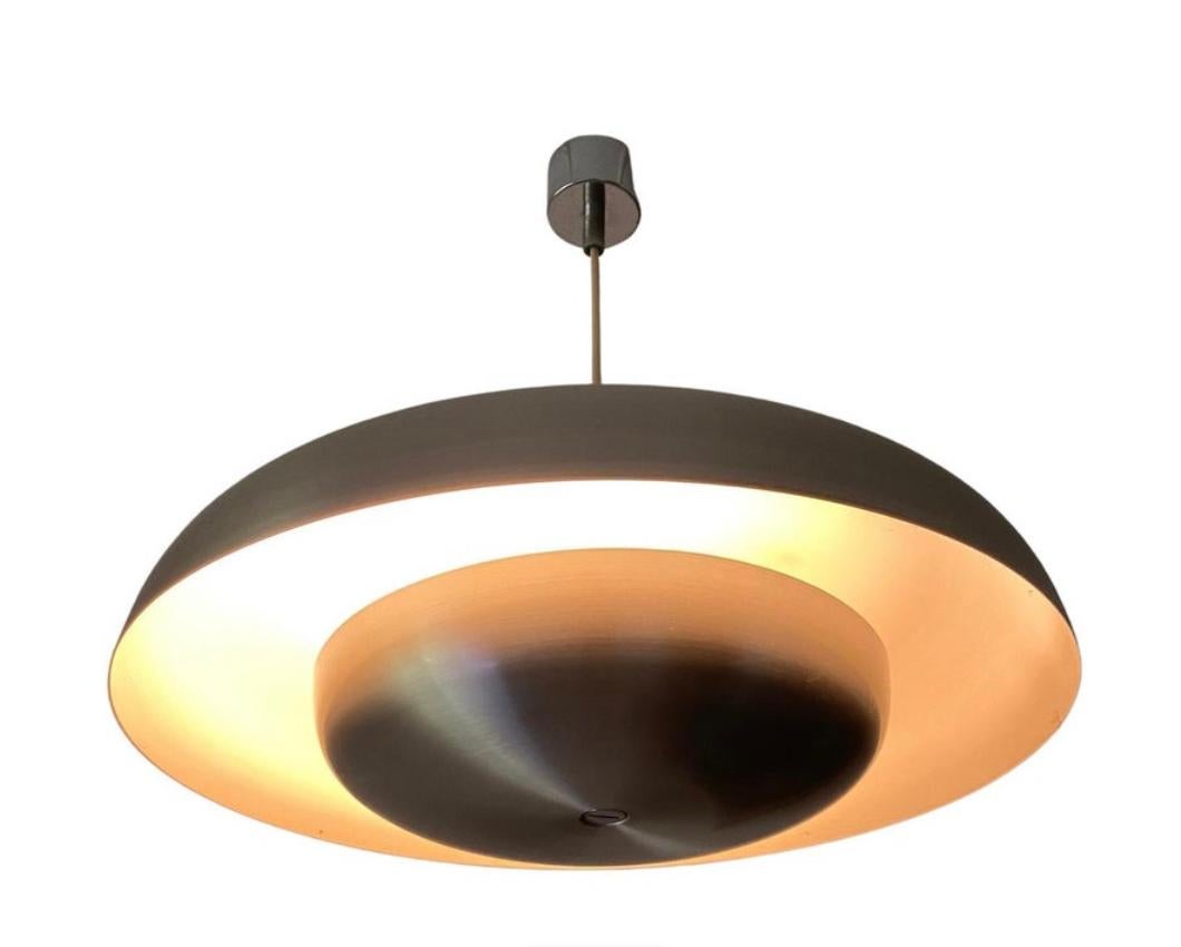 Space Age Satin Metal Chandelier by Pirro Cuniberti for Sirrah, Italy 1970s For Sale