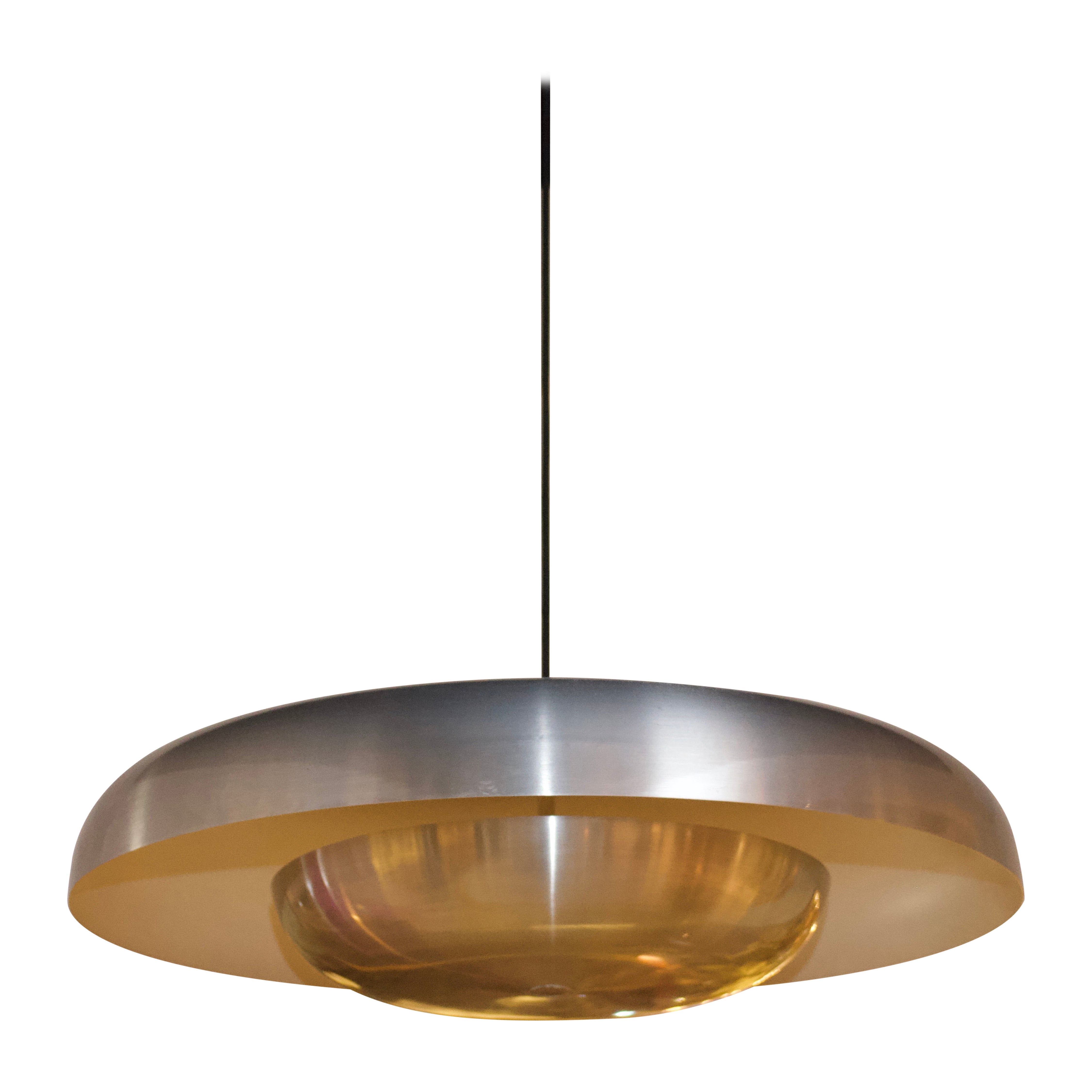 Satin Metal Chandelier by Pirro Cuniberti for Sirrah, Italy, 1972