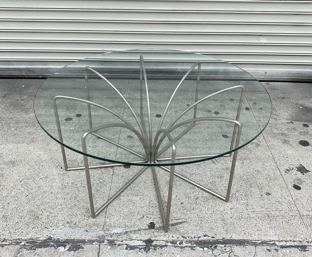 Mid-Century Modern Satin Nickel and Glass Coffee Table by Kipp Stewart