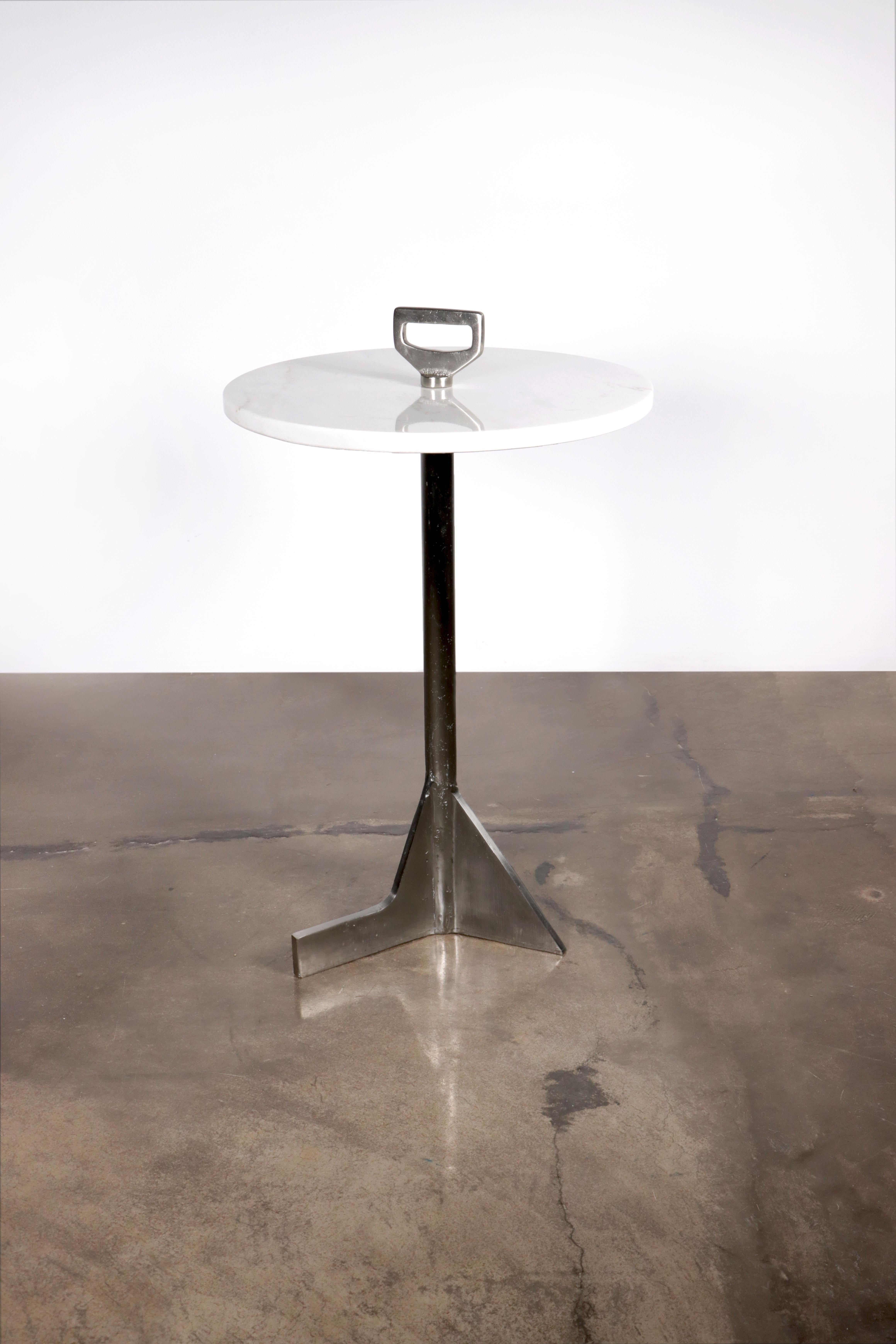 Bellance Marmol Cigarette Table from Costantini in Satin Nickel and White Ibiza

Measures 16