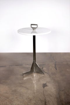 Satin Nickel Cast Bronze & Marble Cigarette Table from Costantini, Bellance