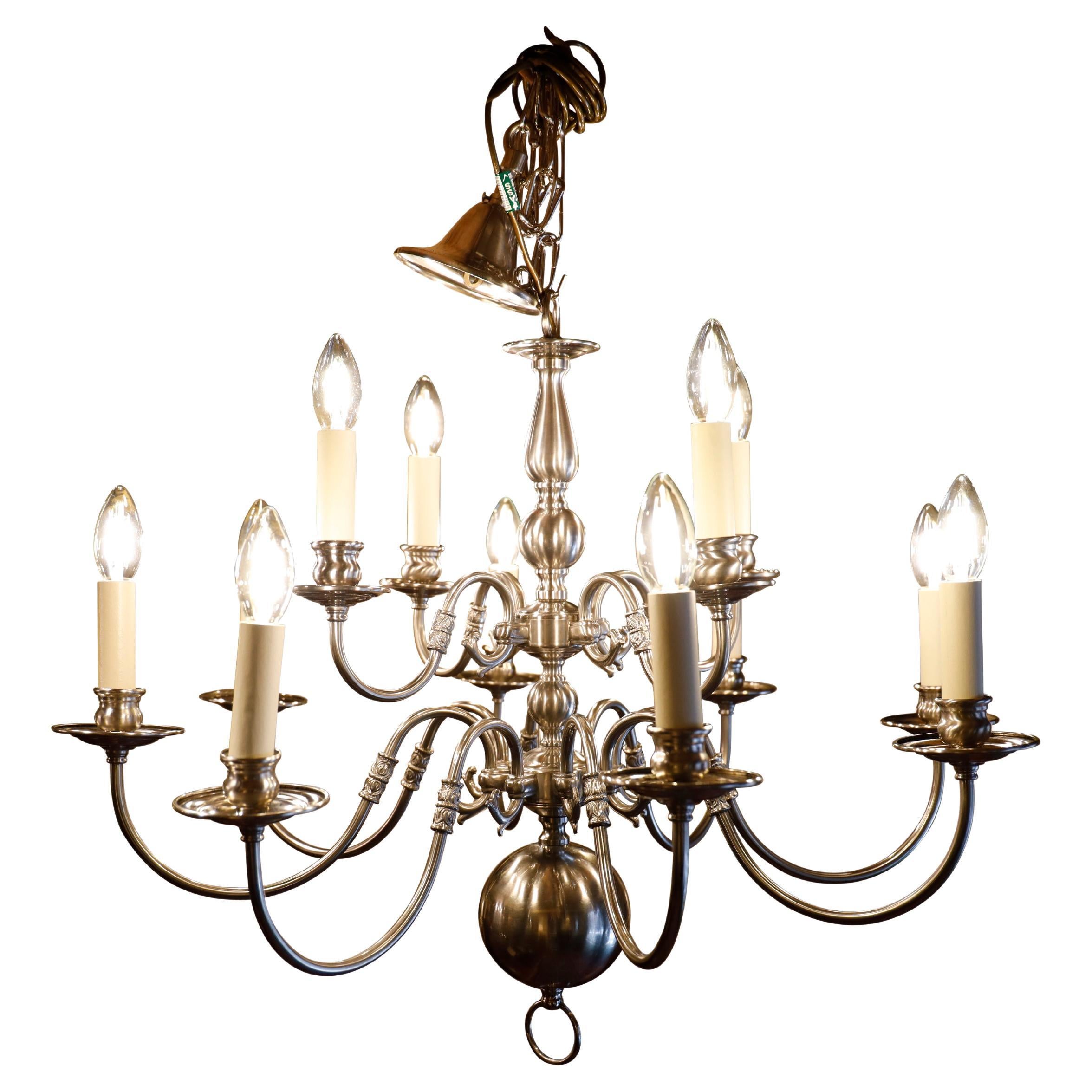 Lampadario fiammingo in nichel satinato