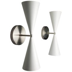 Satin Nickel + White Enamel 'Tuxedo' Wall Sconce by Blueprint Lighting NYC