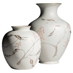 Vasen-Duo aus Satinporzellan von Fritz von Stockmayer für Rosenthal, Deutschland, 1940er Jahre