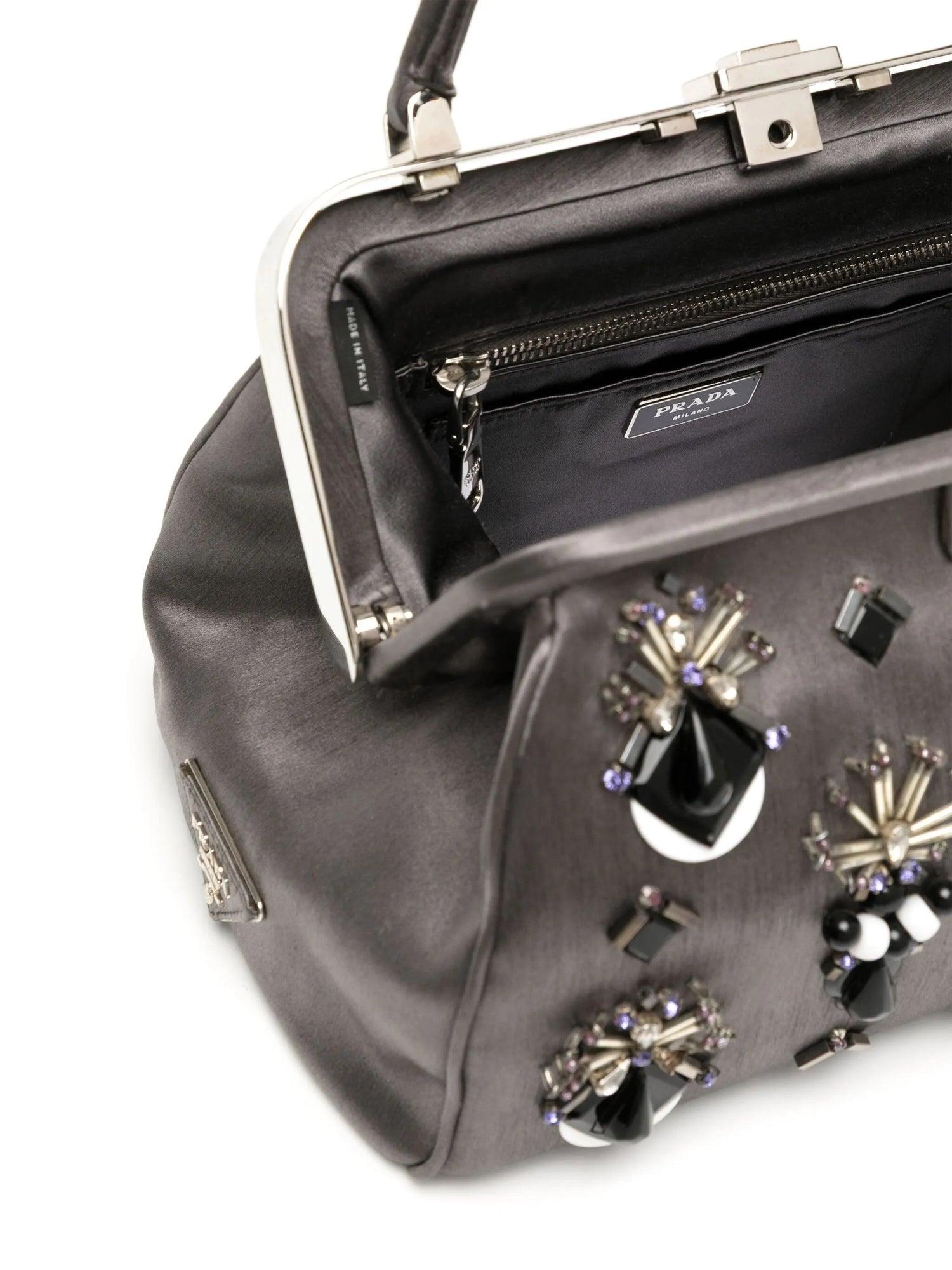 Prada Satin Raso Embellished Ricamo Doctor's Bag In Good Condition For Sale In London, GB